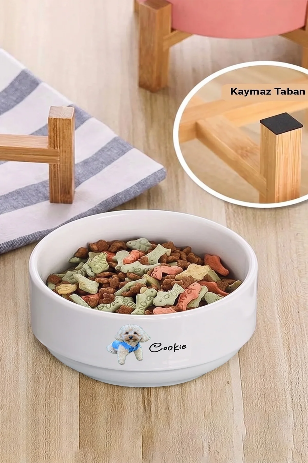 MAtGo Pati Kedi Köpek Beslenme Mama Su Kabı 500Ml Evcil Hayvana Özel Fotoğraflı isimli Seramik Kase 2 Adet