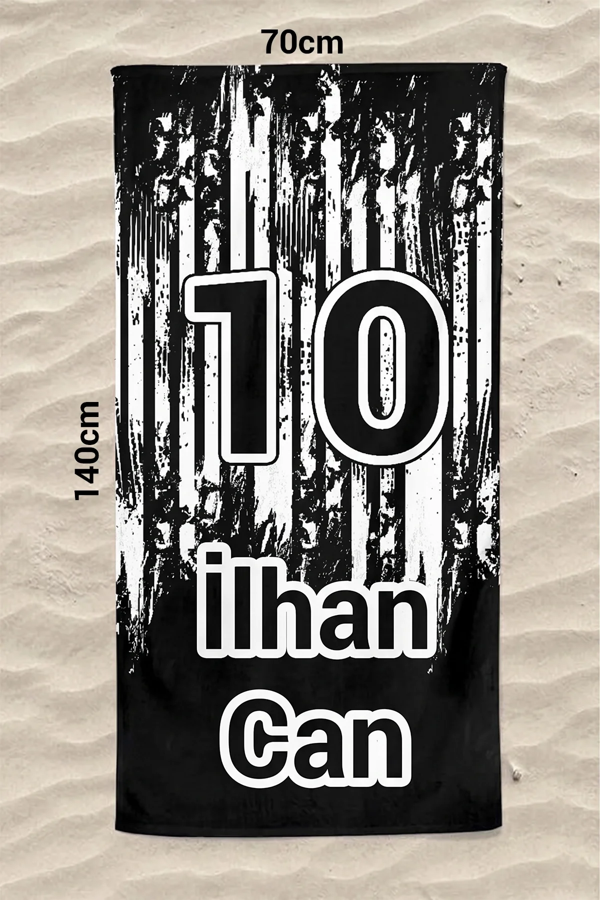 Valerine Life İsme Kişiye Özel Siyah Beyaz Plaj Havuz Spa Sauna Spor Havlusu 70x140cm Pamuklu Yüksek Emicilik