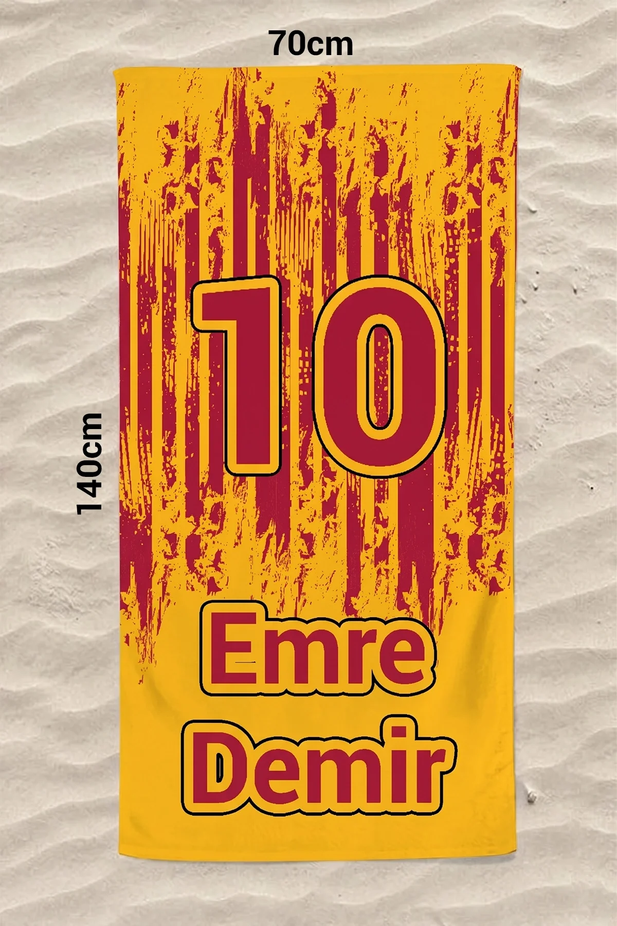 Valerine Life İsme Kişiye Özel Sarı Kırmızı Plaj Havuz Spa Sauna Spor Havlusu 70x140cm Pamuklu Yüksek Emicilik