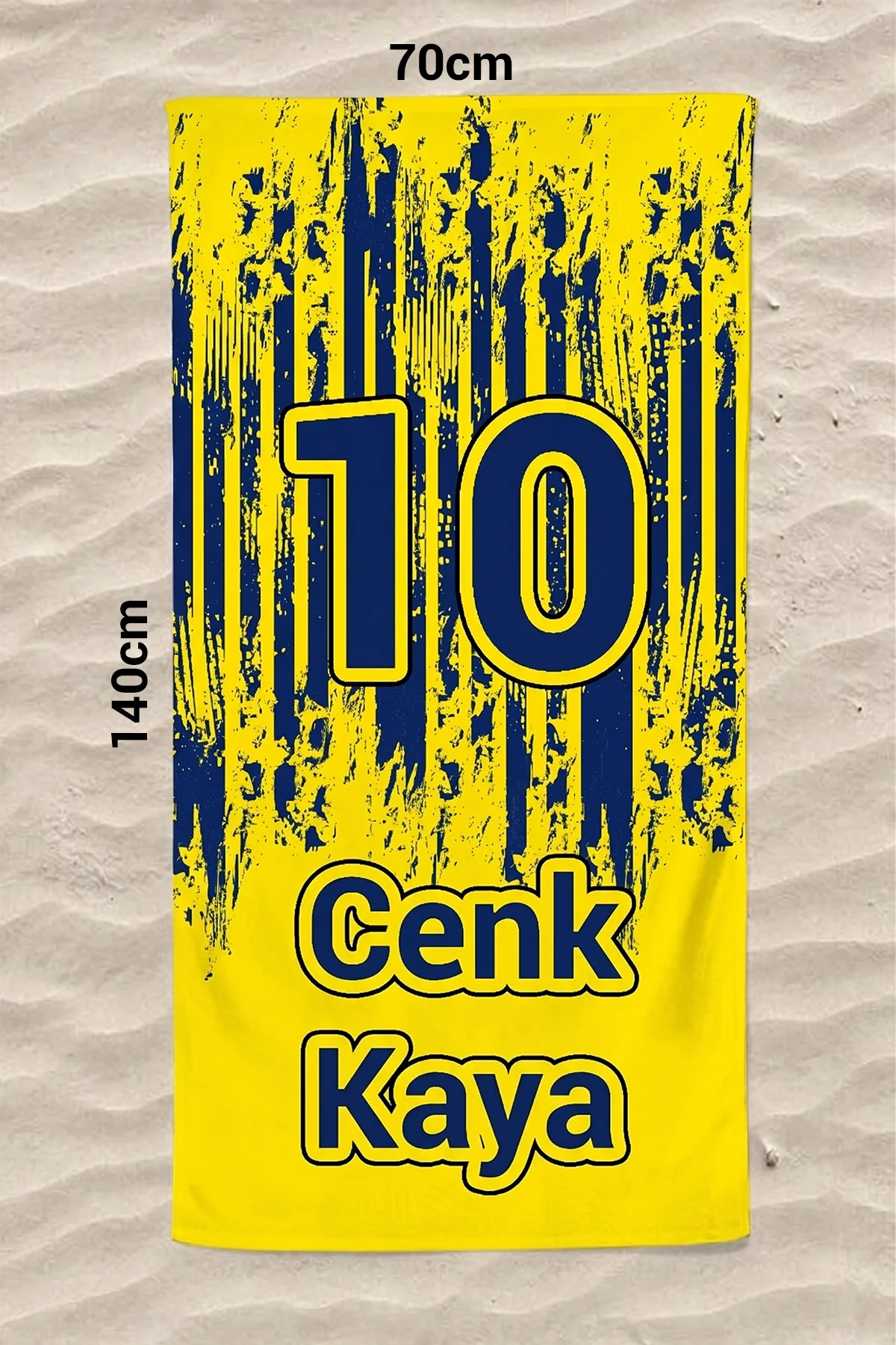 Valerine Life İsme Kişiye Özel Sarı Lacivert Plaj Havuz Spa Sauna Spor Havlusu 70x140cm Pamuklu Yüksek Emicilik