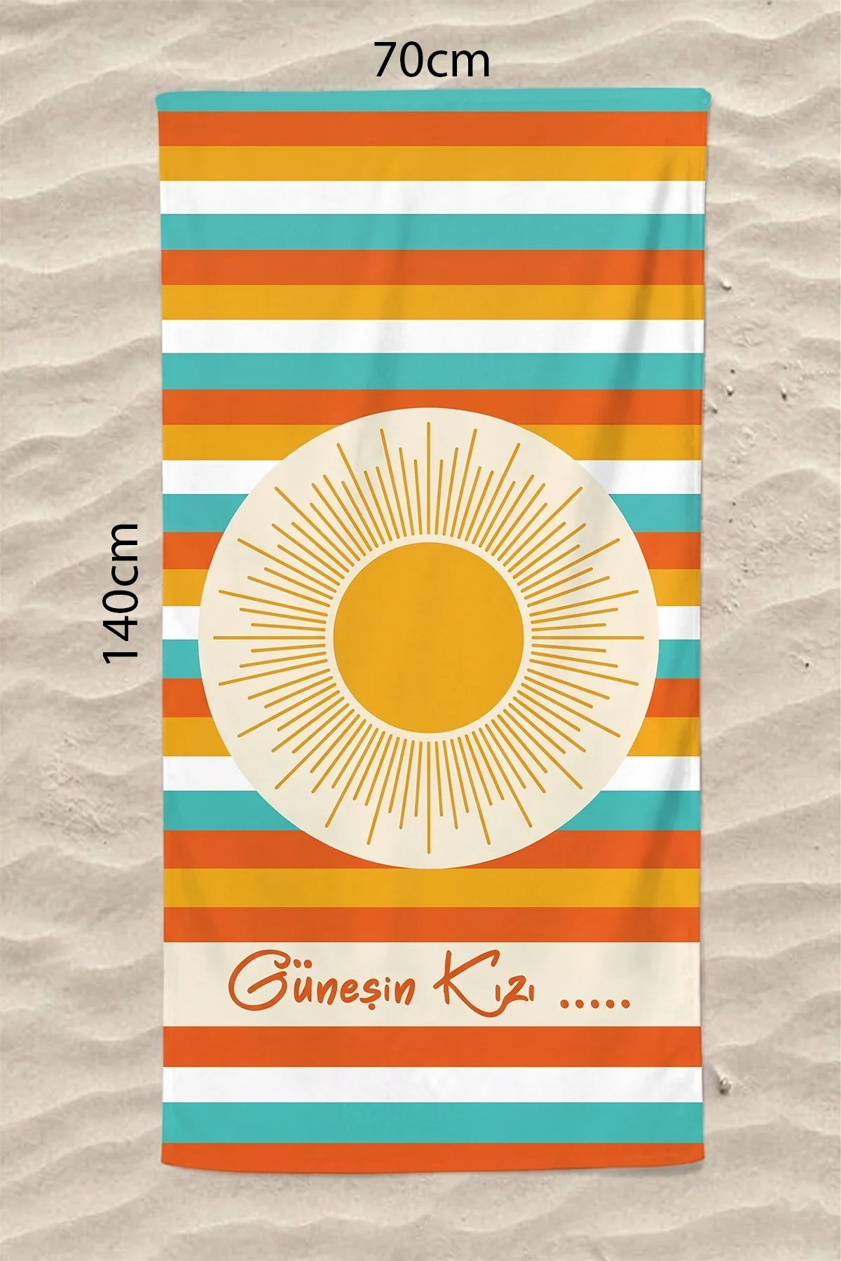 Valerine Life isme Kişiye Özel Renkli Güneşli Plaj Havuz Spa Sauna Spor Havlusu 70x140cm Pamuklu Yüksek Emicilik