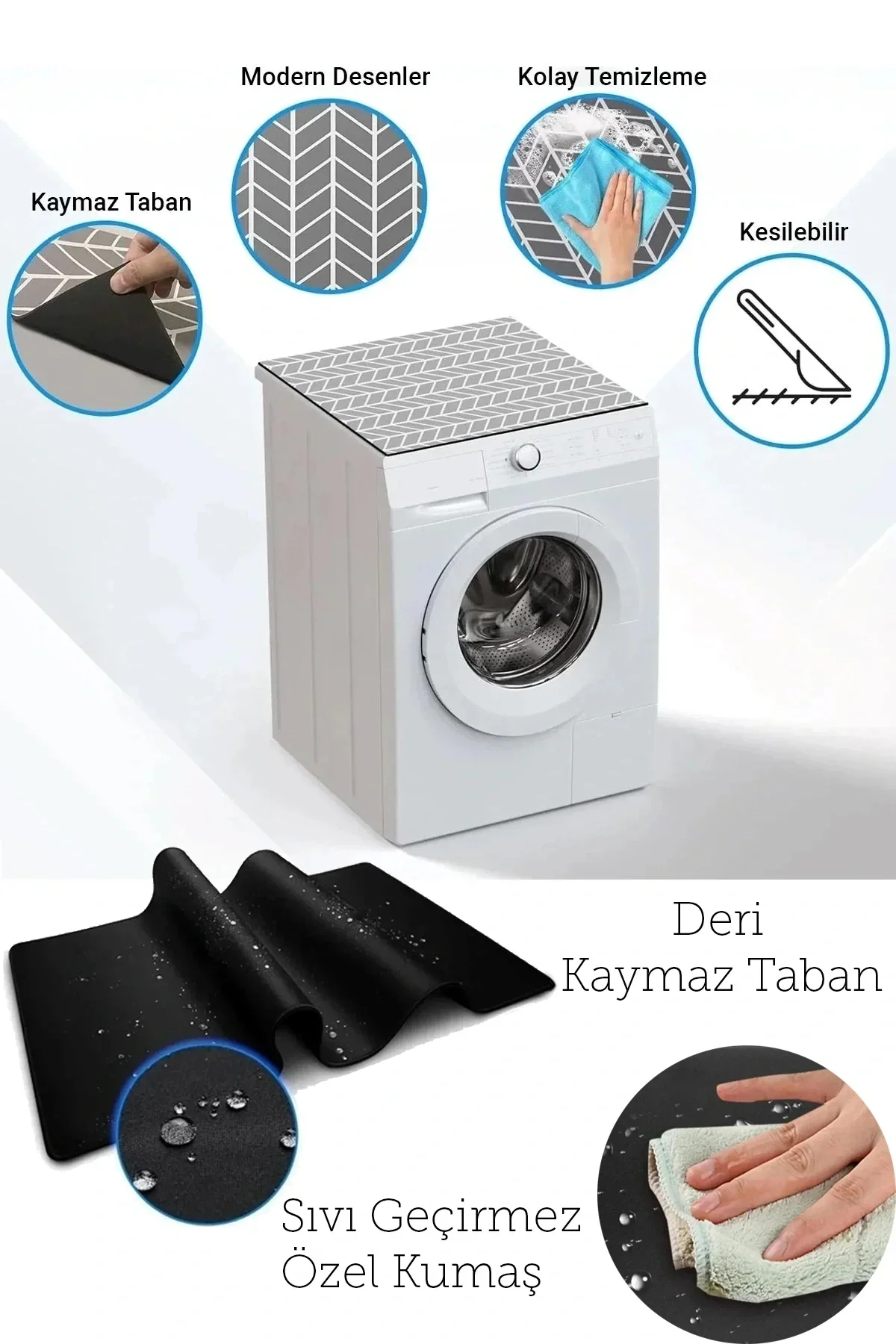 Promix Go Çamaşır ve Kurutma Makinesi Üstü Koruyucu Matı 60x60cm Kişiye isme Aileye Özel Tasarım Private Label New Design