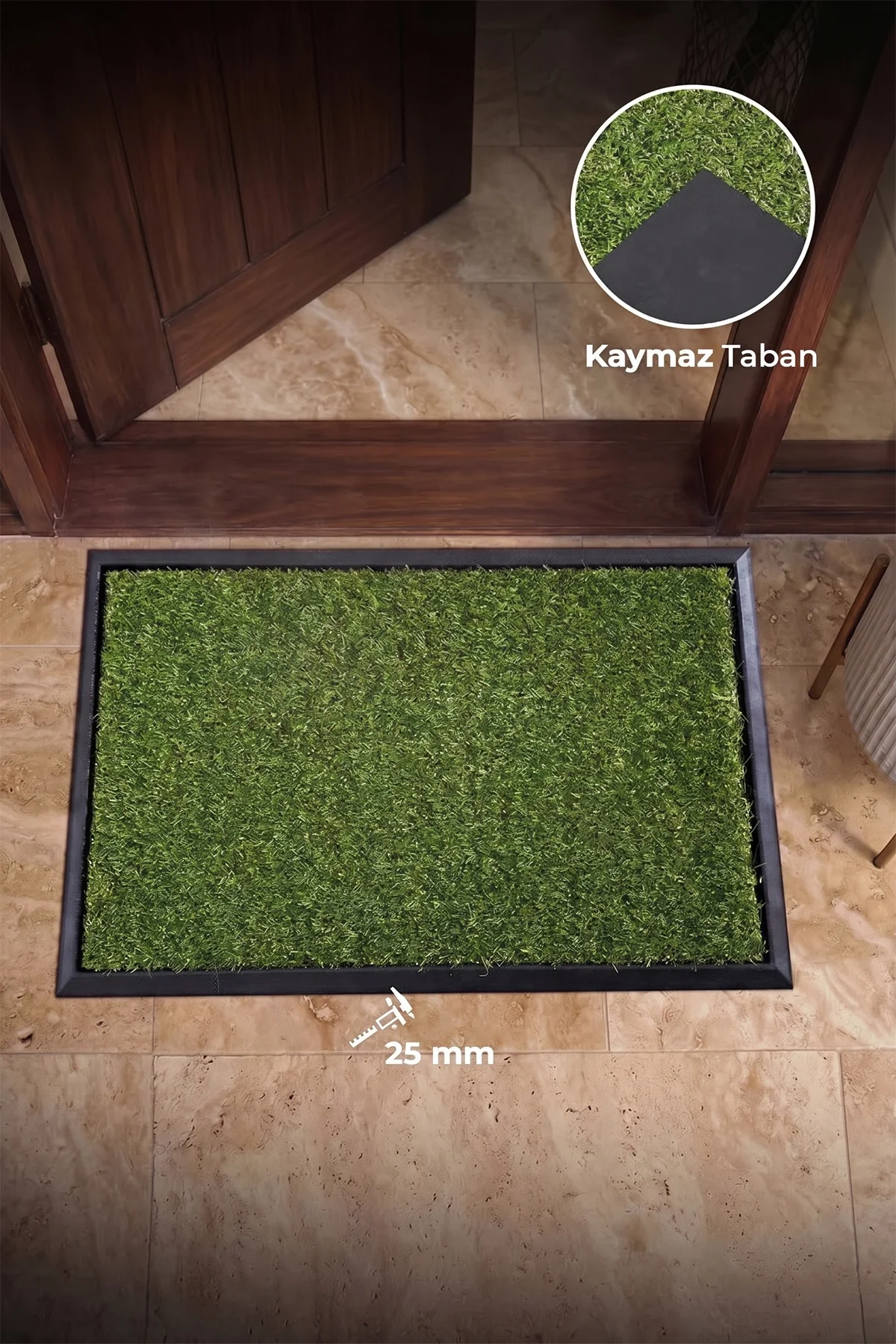 Valerine Life Suni Çim Halılı Havuzlu Ev Ofis işyeri iç Dış Kapı Önü Paspası 45x70cm Kir Tutucu