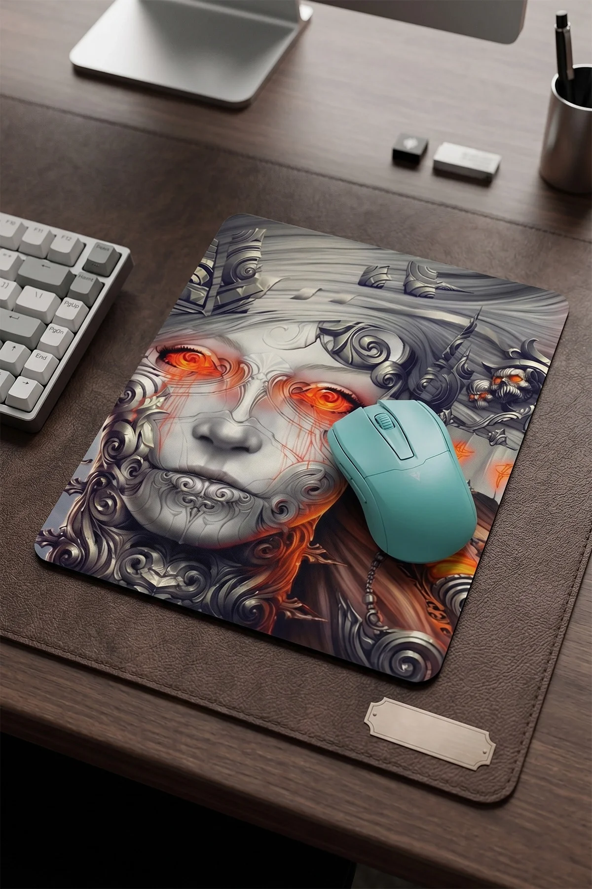 SonicTouch Valhalla Muhafızı Gri Kaymaz Taban Pürüzsüz Yüzey Dikişsiz Kenar Gamer Mouse Pad 17x21cm