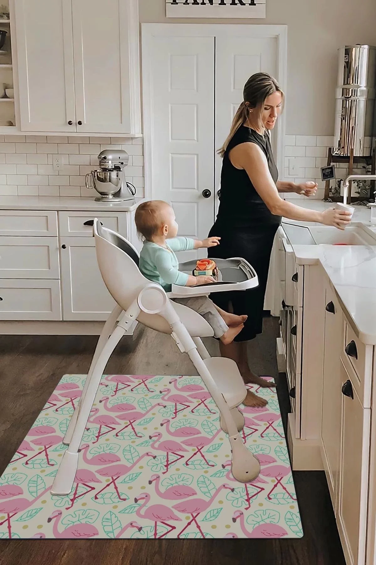 MAtGo Baby Bebek Mama Sandalyesi Alt Örtüsü Matı Kaymaz Deri Taban Yıkanabilir Yemek Pad 125x125cm