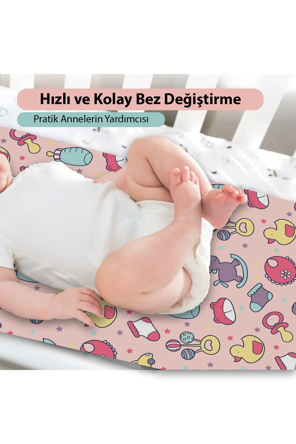 MAtGo Baby Ördek Arabalı Bebek Alt Açma Matı Minderi Yıkanır Sıvı Geçirmez Bakım Pad Örtüsü 35x65cm 2 Adet