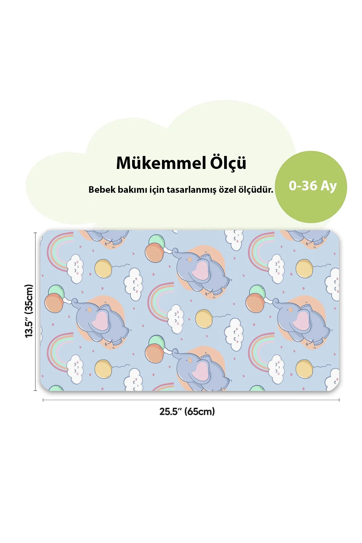 MAtGo Baby Gökkuşağı Bebek Alt Açma Matı Minderi Yıkanır Sıvı Geçirmez Bakım Pad Örtüsü 35x65cm 2 Adet
