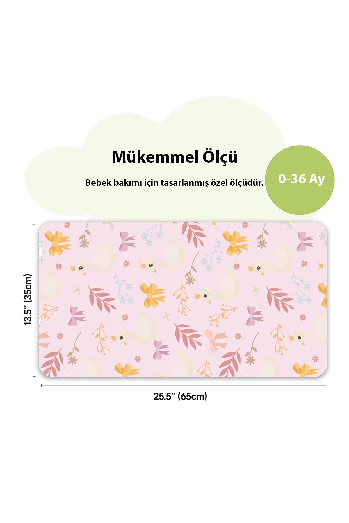 MAtGo Baby Kuğulu Bebek Alt Açma Matı Minderi Yıkanır Sıvı Geçirmez Bakım Pad Örtüsü 35x65cm 2 Adet