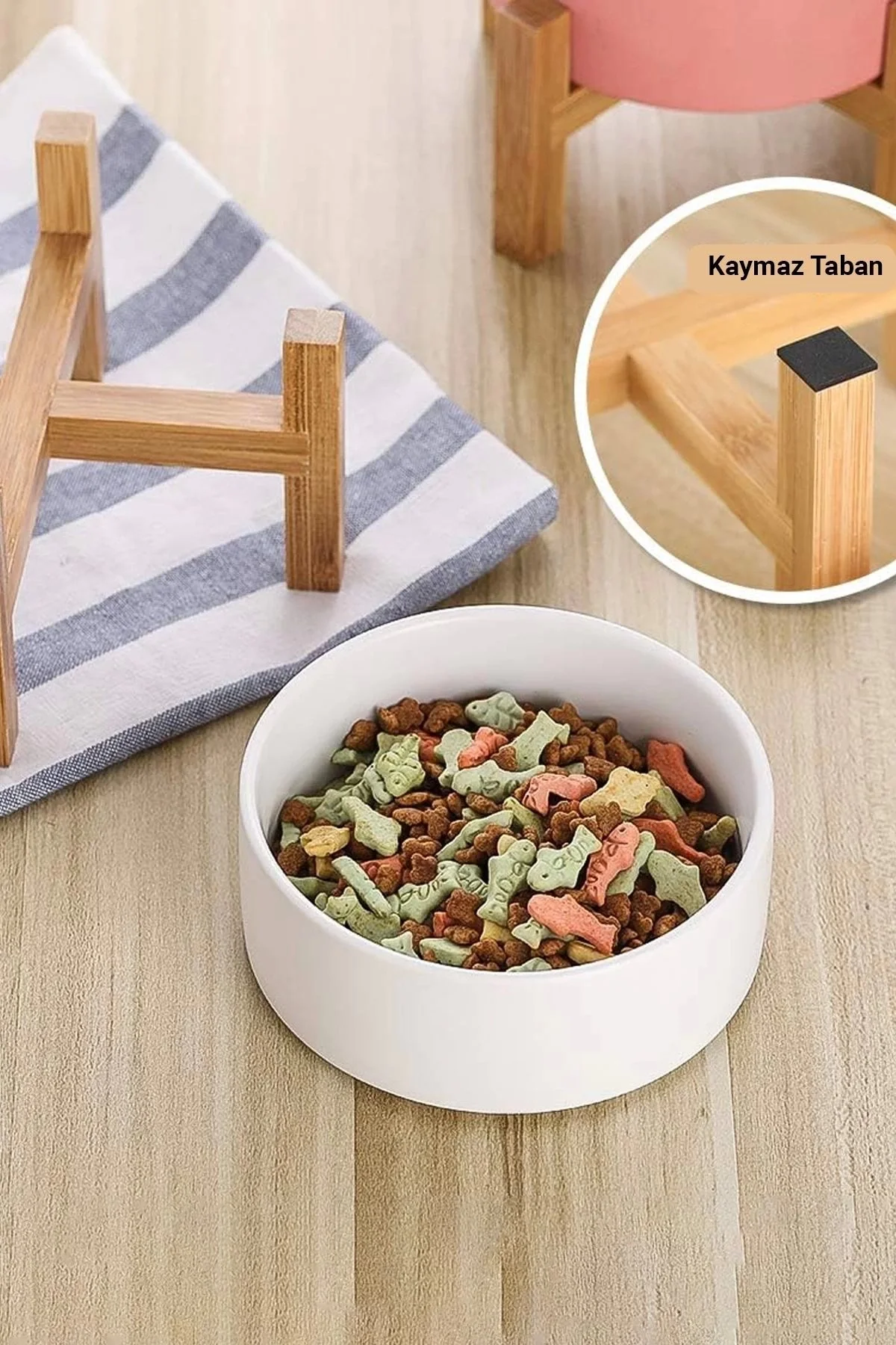 MAtGo Pati Çam Ağacı Kedi Köpek Beslenme Mama ve Su Kabı Seramik Kaseli 500Ml Hacim Kaymaz Devrilmez 1 Ad.