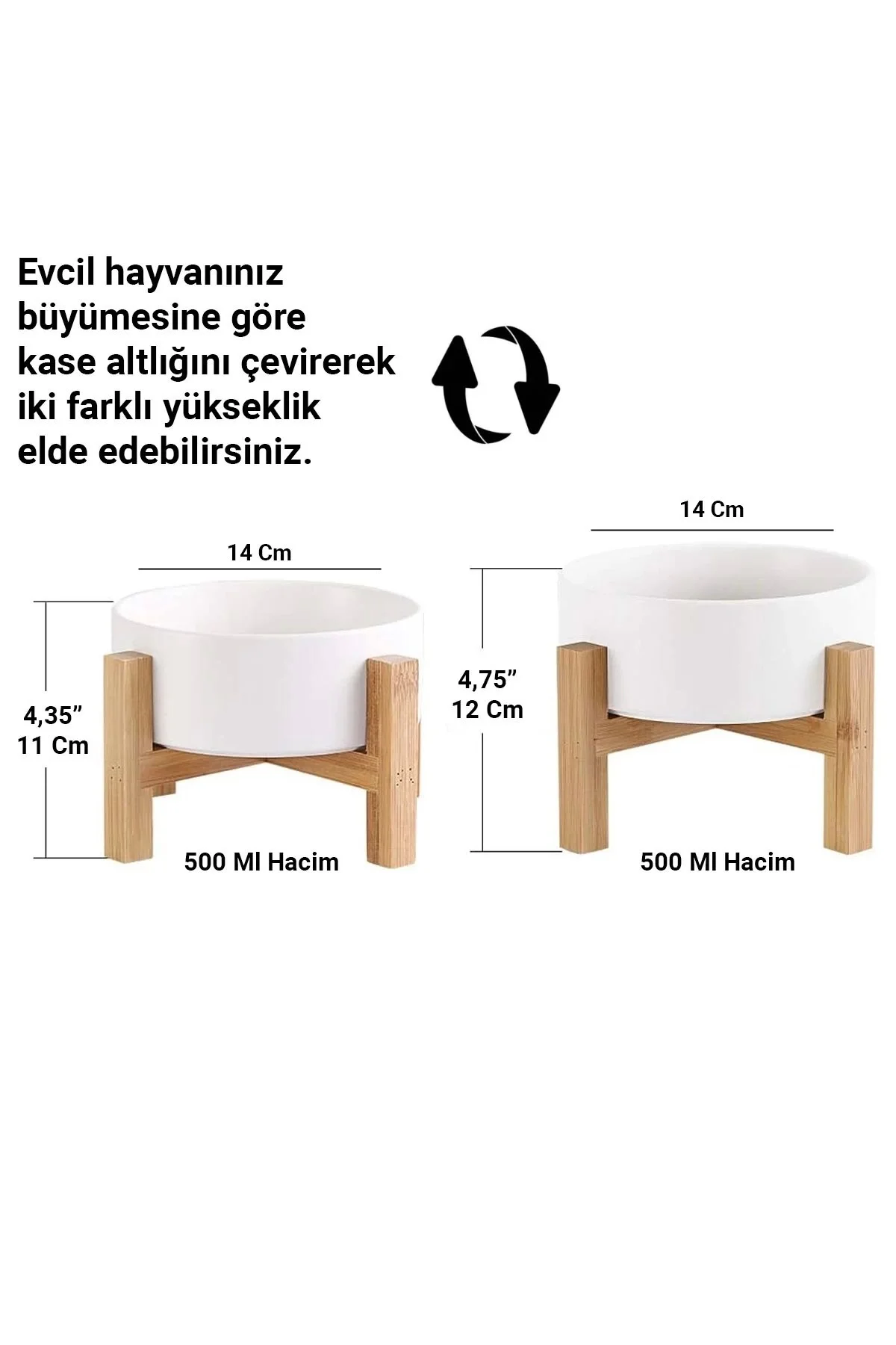 MAtGo Pati Çam Ağacı Kedi Köpek Beslenme Mama ve Su Kabı Seramik Kaseli 500Ml Hacim Kaymaz Devrilmez 2 Ad.