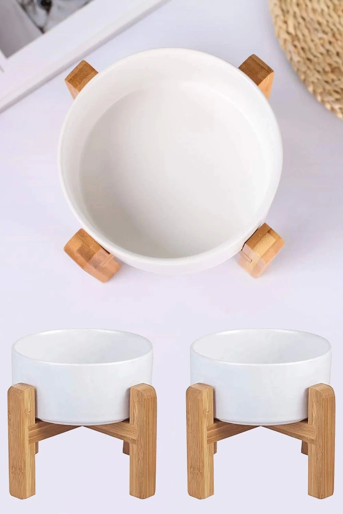 MatGo Pati Kedi Köpek Beslenme Mama Su Kabı Seramik Kaseli 500Ml Hacimli Kaymaz Şık ve Hijyenik 2’li Set