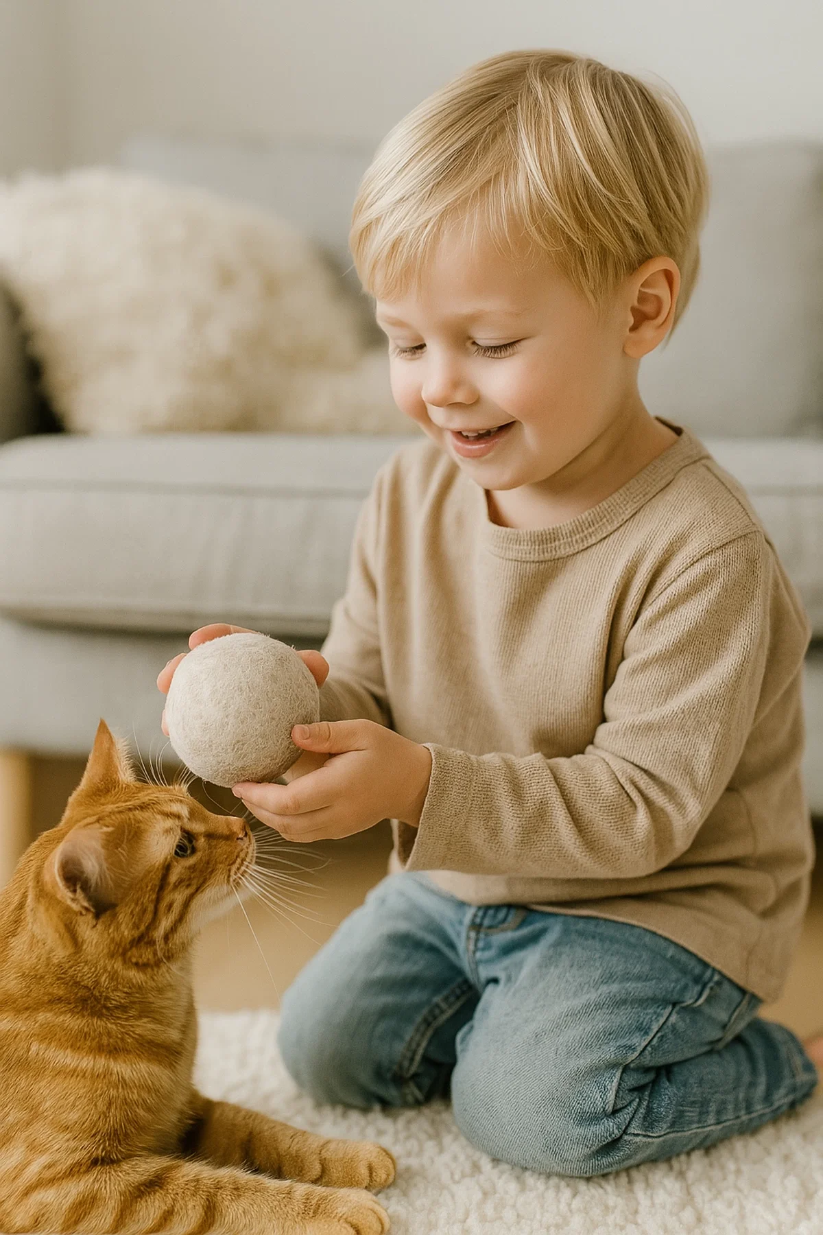 MatGo Pati Doğal Sessiz Kedi Oyun Topu Kedi Oyuncağı Yün Yumağı - Hareket ve Gelişimi Destekler