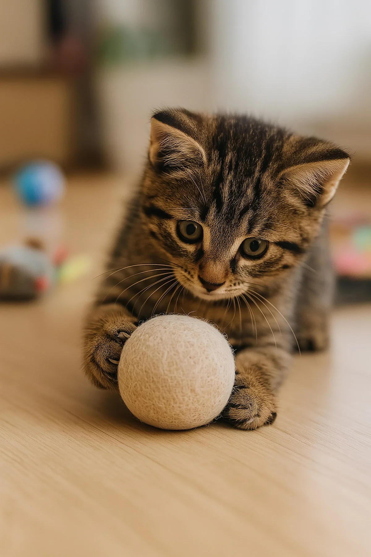 MatGo Pati Doğal Sessiz Kedi Oyun Topu Kedi Oyuncağı Yün Yumağı - Hareket ve Gelişimi Destekler