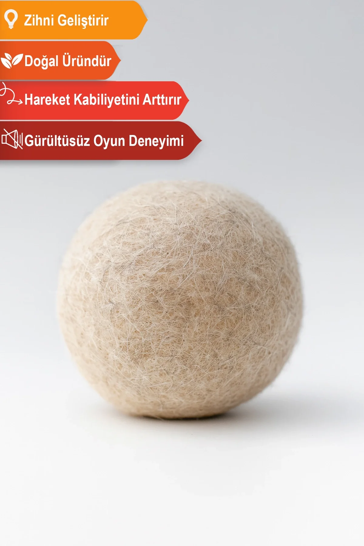 MatGo Pati Doğal Sessiz Kedi Oyun Topu Kedi Oyuncağı Yün Yumağı - Hareket ve Gelişimi Destekler
