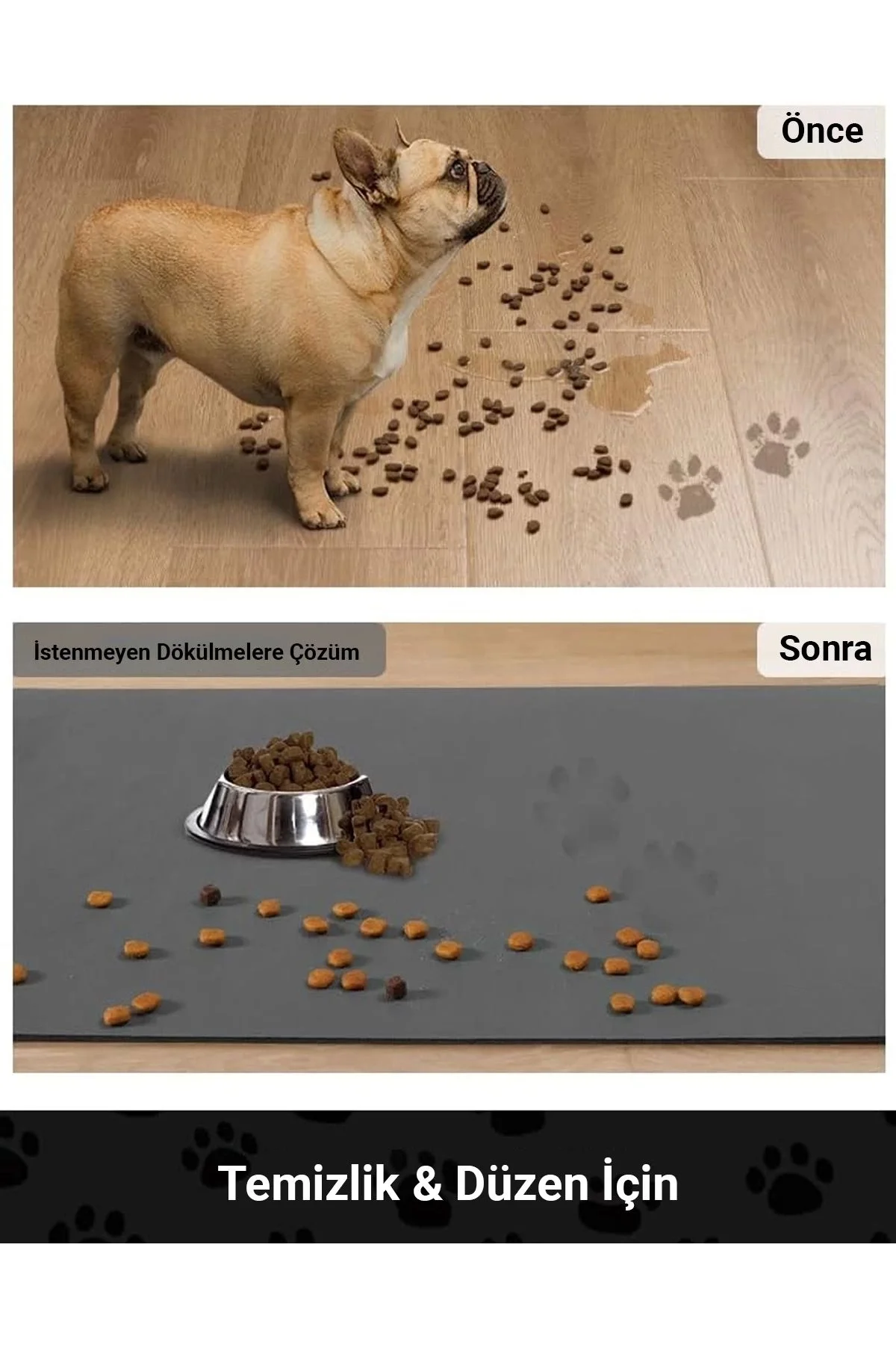 MAtGo Pati Food Water Krem Evcil Hayvan Beslenme Matı Kaymaz Sıvı Geçirmez Kedi Köpek Mama Paspası 50x70cm