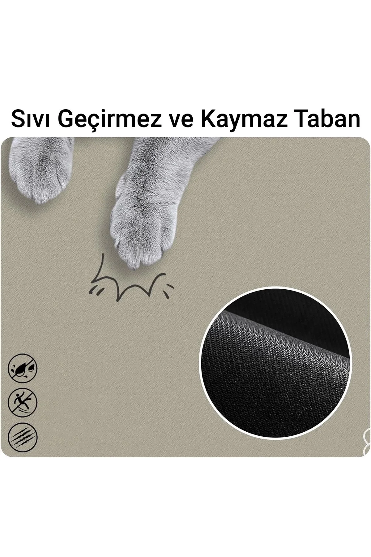 MAtGo Pati Food Water Krem Evcil Hayvan Beslenme Matı Kaymaz Sıvı Geçirmez Kedi Köpek Mama Paspası 50x70cm