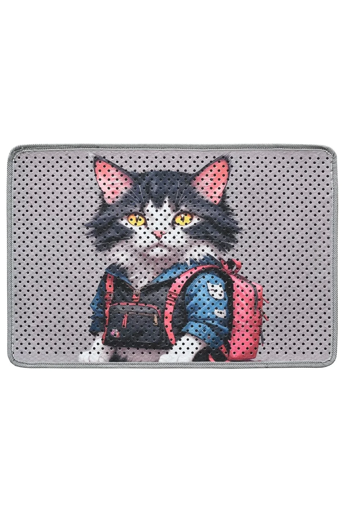 MatGo Pati Kedi Kumu Matı Çift Katlı Sıvı Geçirmez Kaymaz Elekli Yıkanabilir Kedi Tuvaleti Paspası 40x60cm
