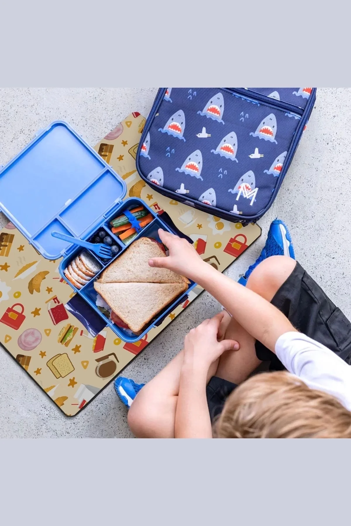 MAtGo School Breakfast Navajo Beyazı Sıvı Geçirmez Beslenme Matı Kaymaz Yıkanabilir Okul Yemek Pad 35x45cm