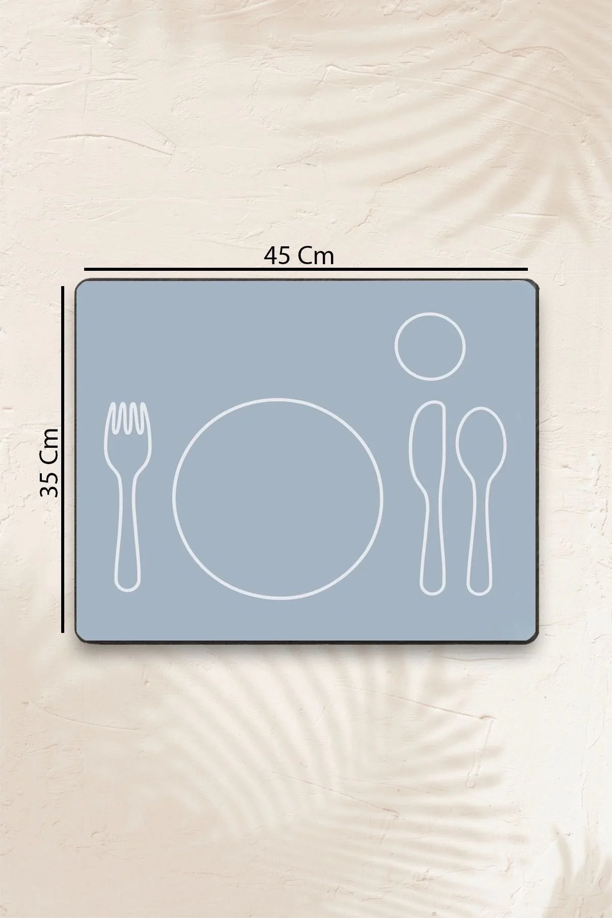 MAtGo School Çatal Kaşık Desenli Gri Sıvı Geçirmez Beslenme Matı Kaymaz Yıkanabilir Okul Yemek Pad 35x45cm