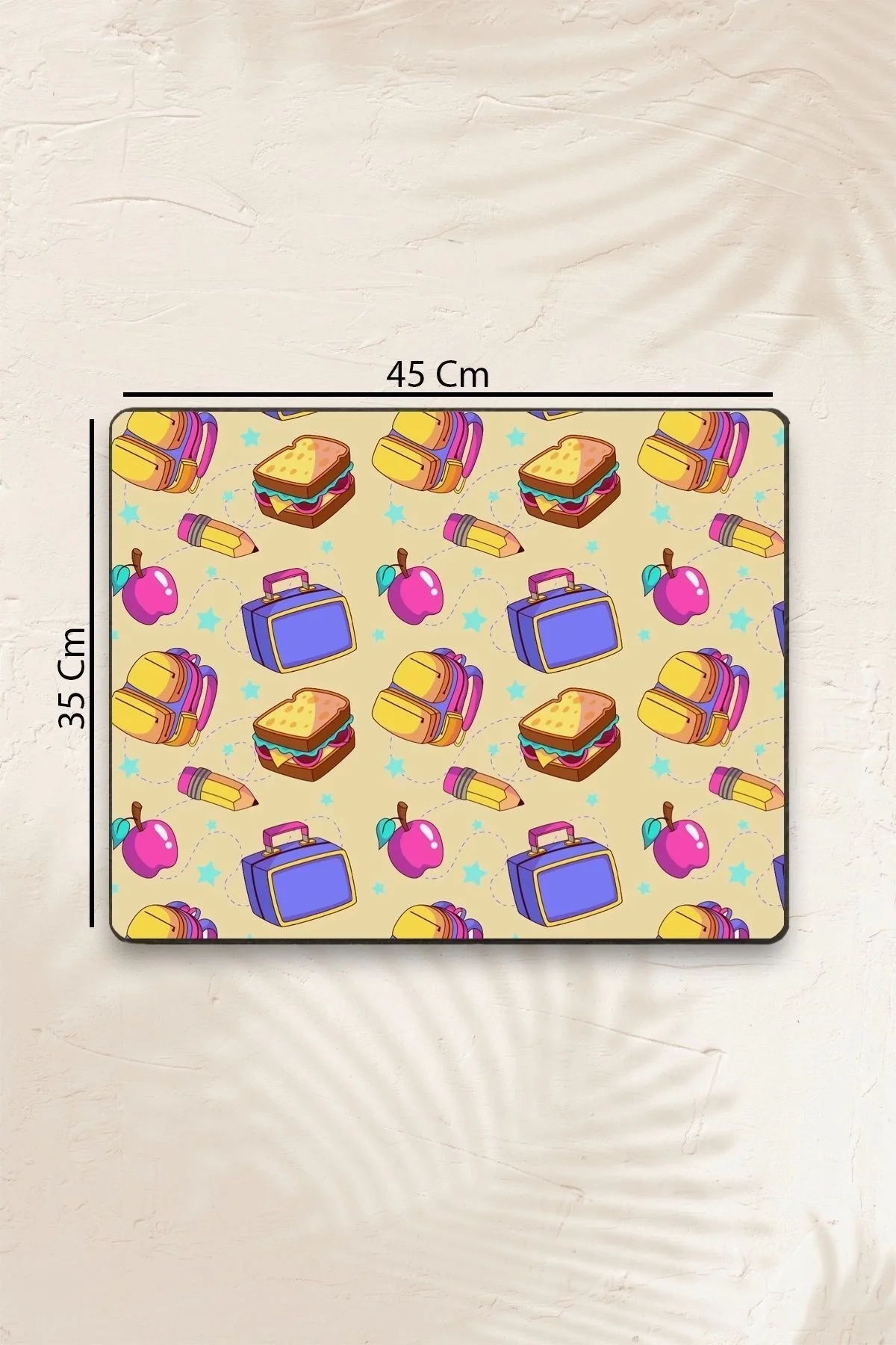 MAtGo School Sandviç, Elma Temalı Sıvı Geçirmez Beslenme Matı Kaymaz Yıkanabilir Okul Yemek Pad 35x45cm