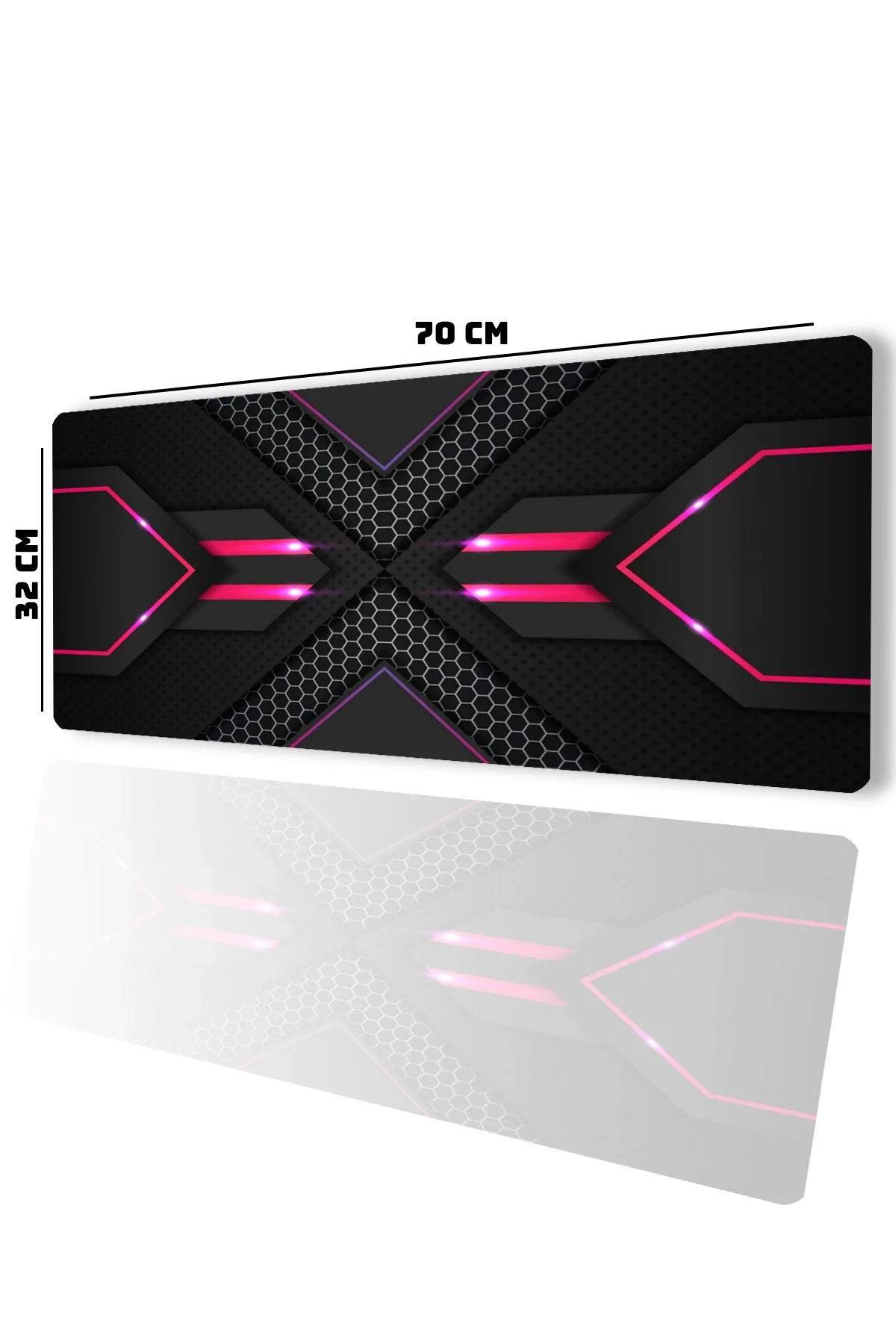 SonicTouch Prizma Kırmızı Petek Desenli Gamer Oyuncu Dikişsiz Sıvı Geçirmez Siyah Klavye Mouse Pad 32x70Cm