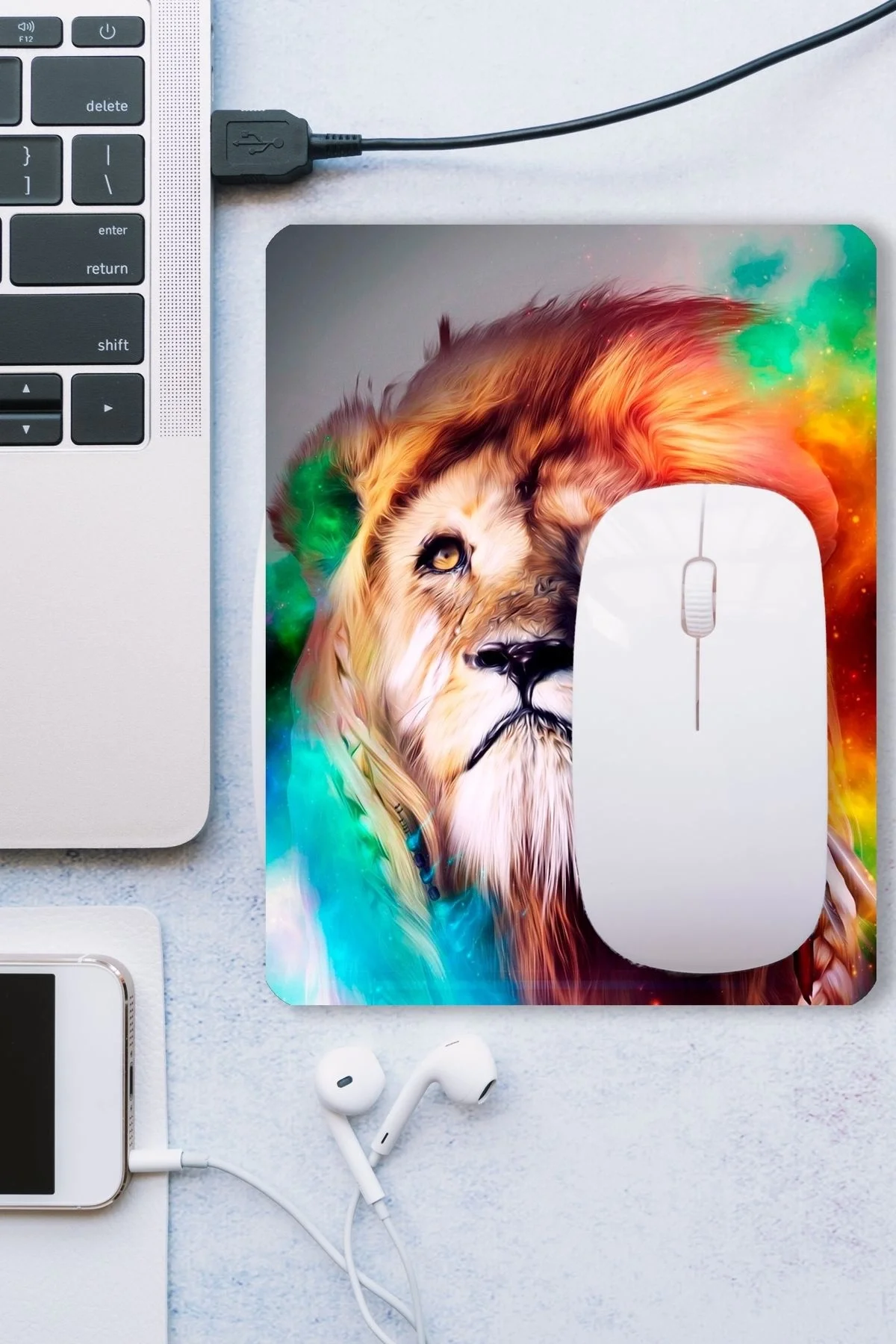 SonicTouch Aslan Desenli Kaydırmaz Gaming Oyuncu Masaüstü Dikişsiz Mouse Pad 17x21cm