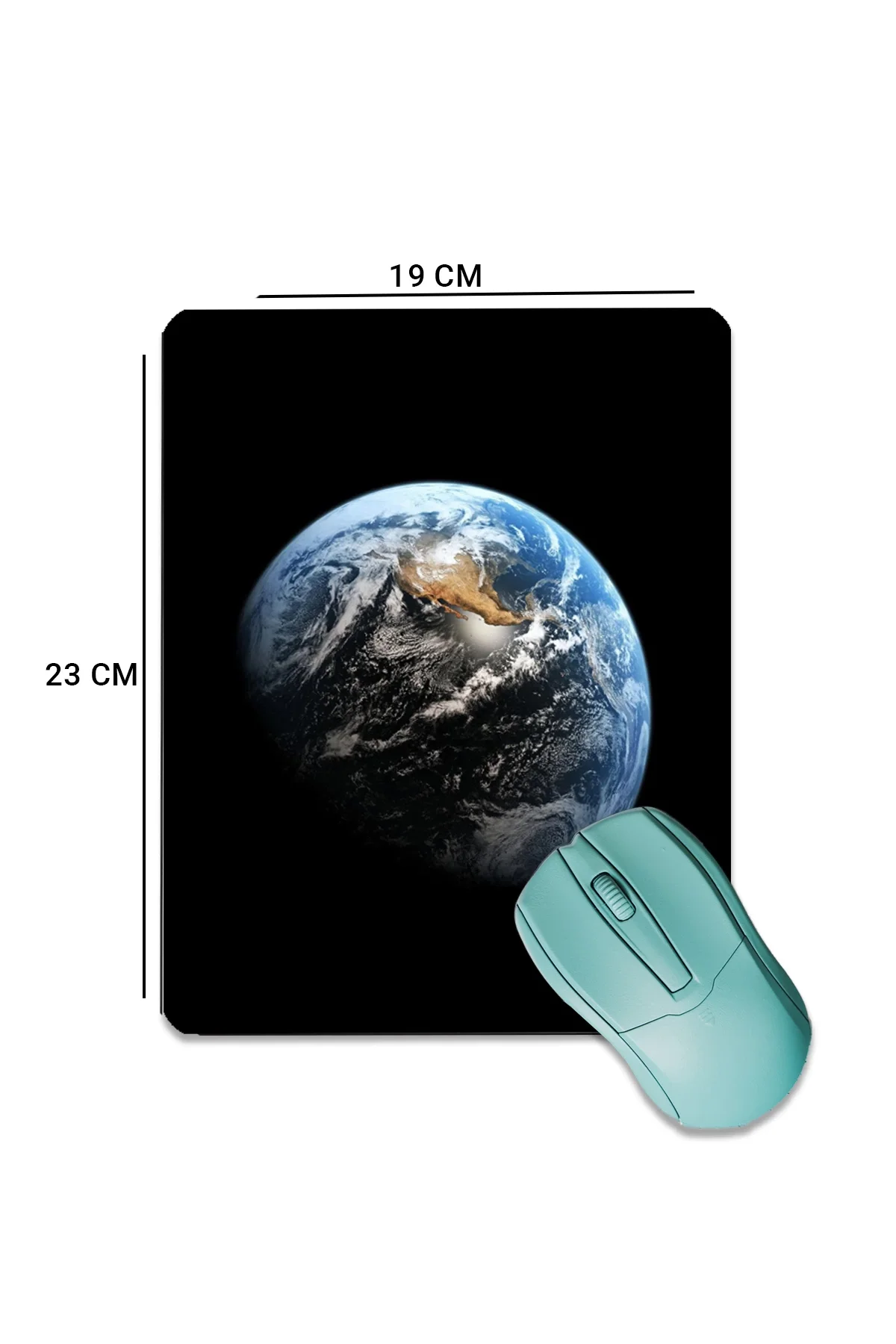 SonicTouch Dünya Planet Temalı Siyah Pürüzsüz Yüzey Kaymaz Taban Dikişsiz Kenar Gamer Oyuncu Mouse Pad 19x23cm
