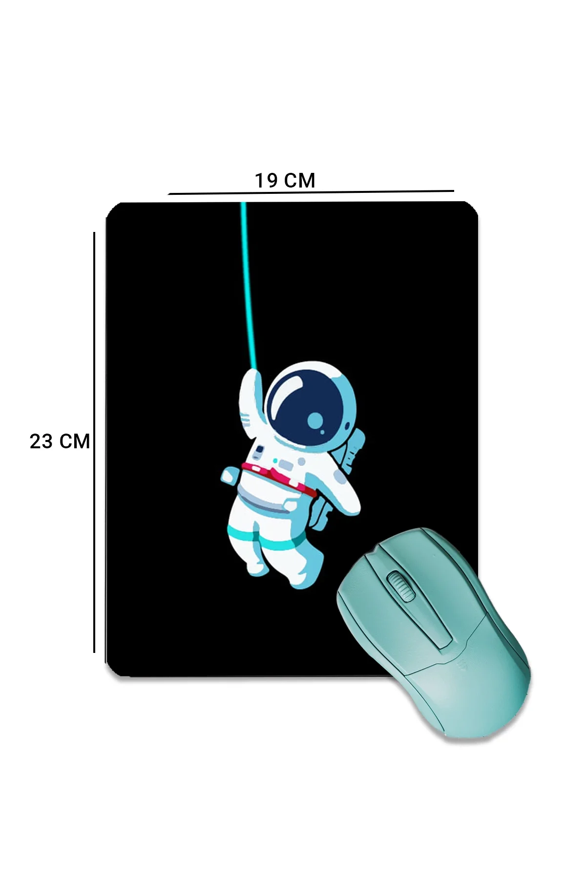 SonicTouch Astronot Temalı Siyah Pürüzsüz Yüzey Kaymaz Taban Dikişsiz Kenar Gamer Oyuncu Mouse Pad 19x23cm