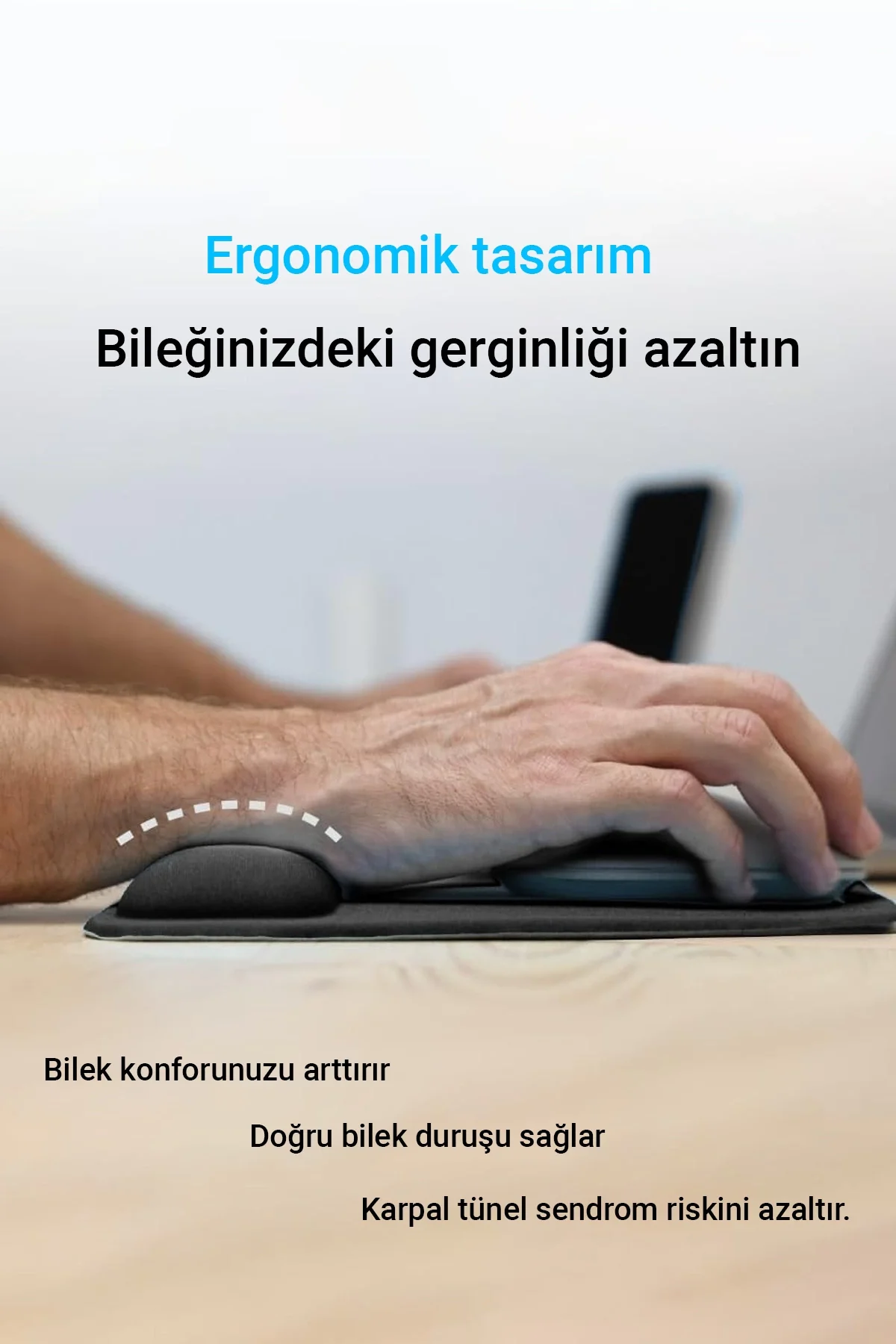 SonicTouch Bilek Destekli Samuray Siyah Beyaz Dikdörtgen Pürüzsüz Yüzey Dikişsiz Mouse Pad 18x22cm