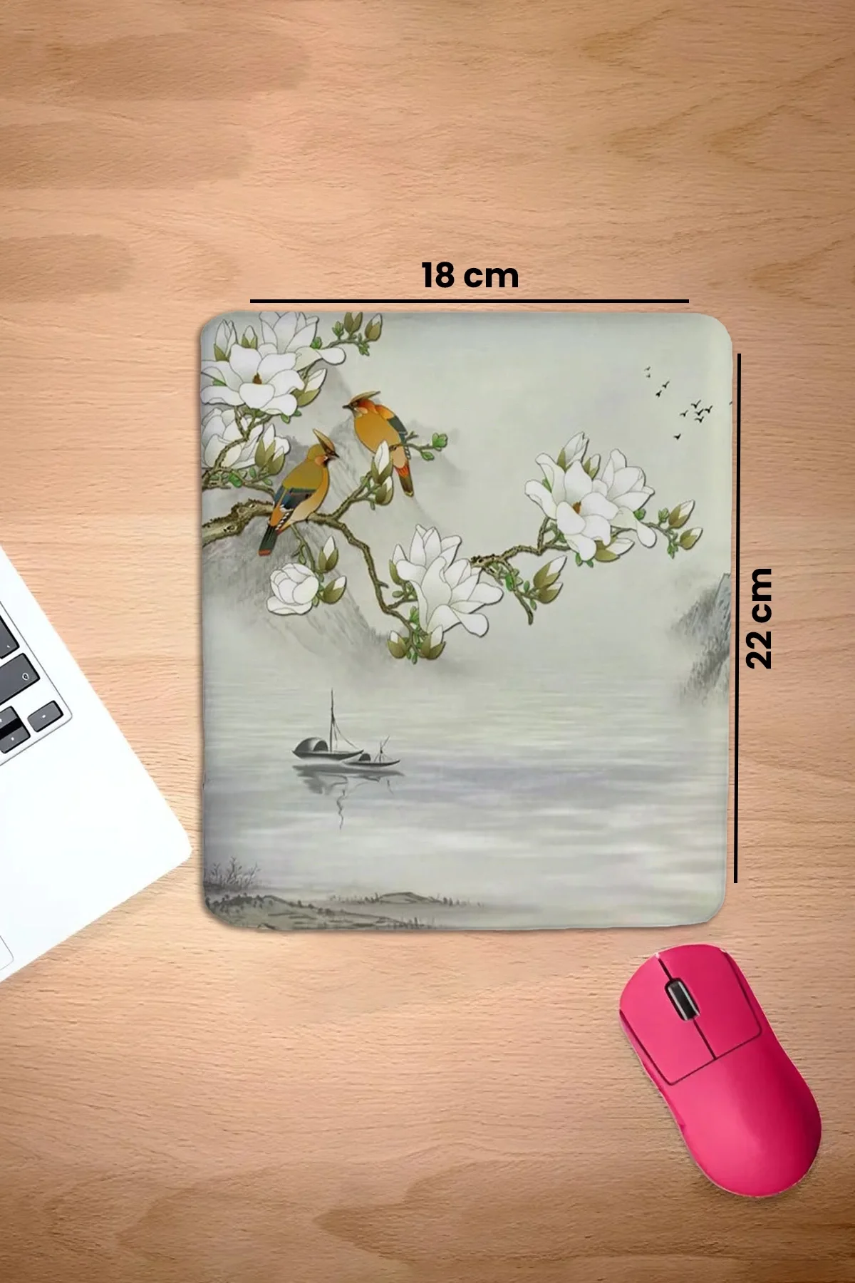 SonicTouch Bilek Destekli İki Keklik Gri Dikdörtgen Pürüzsüz Yüzey Dikişsiz Mouse Pad 18x22cm