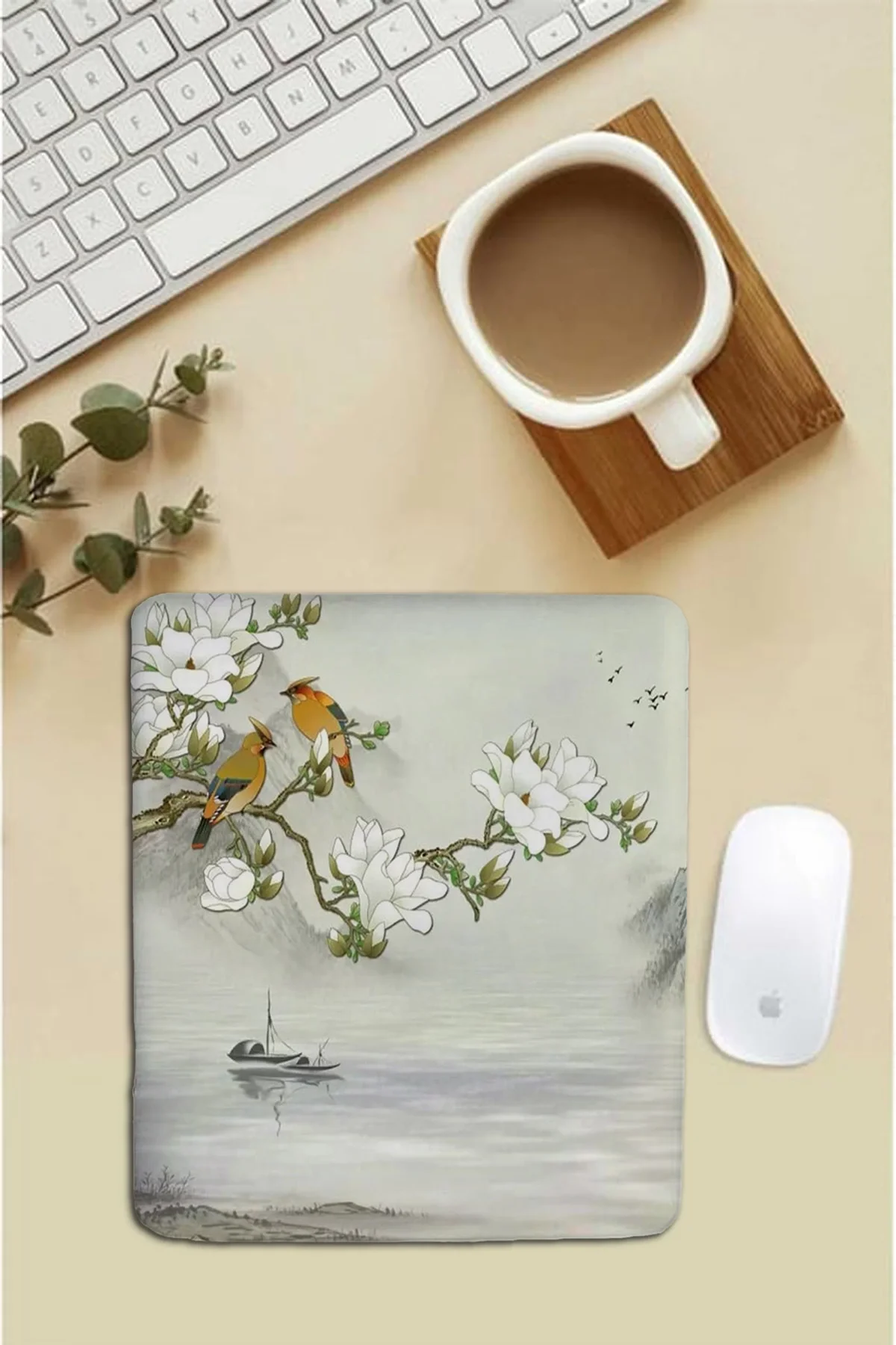 SonicTouch Bilek Destekli İki Keklik Gri Dikdörtgen Pürüzsüz Yüzey Dikişsiz Mouse Pad 18x22cm