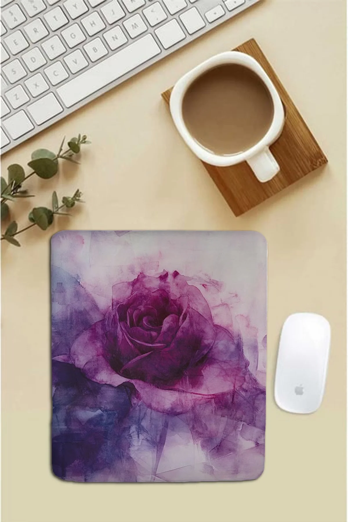 SonicTouch Bilek Destekli Mor Epik Gül Dikdörtgen Pürüzsüz Yüzey Dikişsiz Mouse Pad 18x22cm