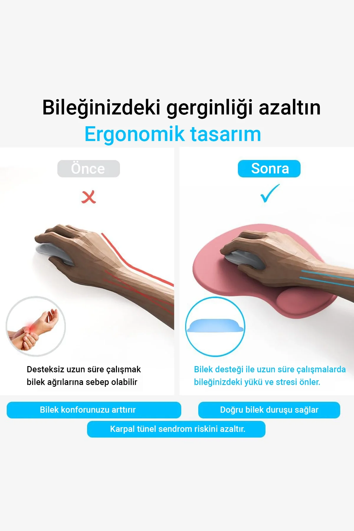 Promix Go Bilek Destekli Damla Tipi Kişiye veya Firmaya Özel Tasarım Private Label New Design Mouse Pad 20x22cm