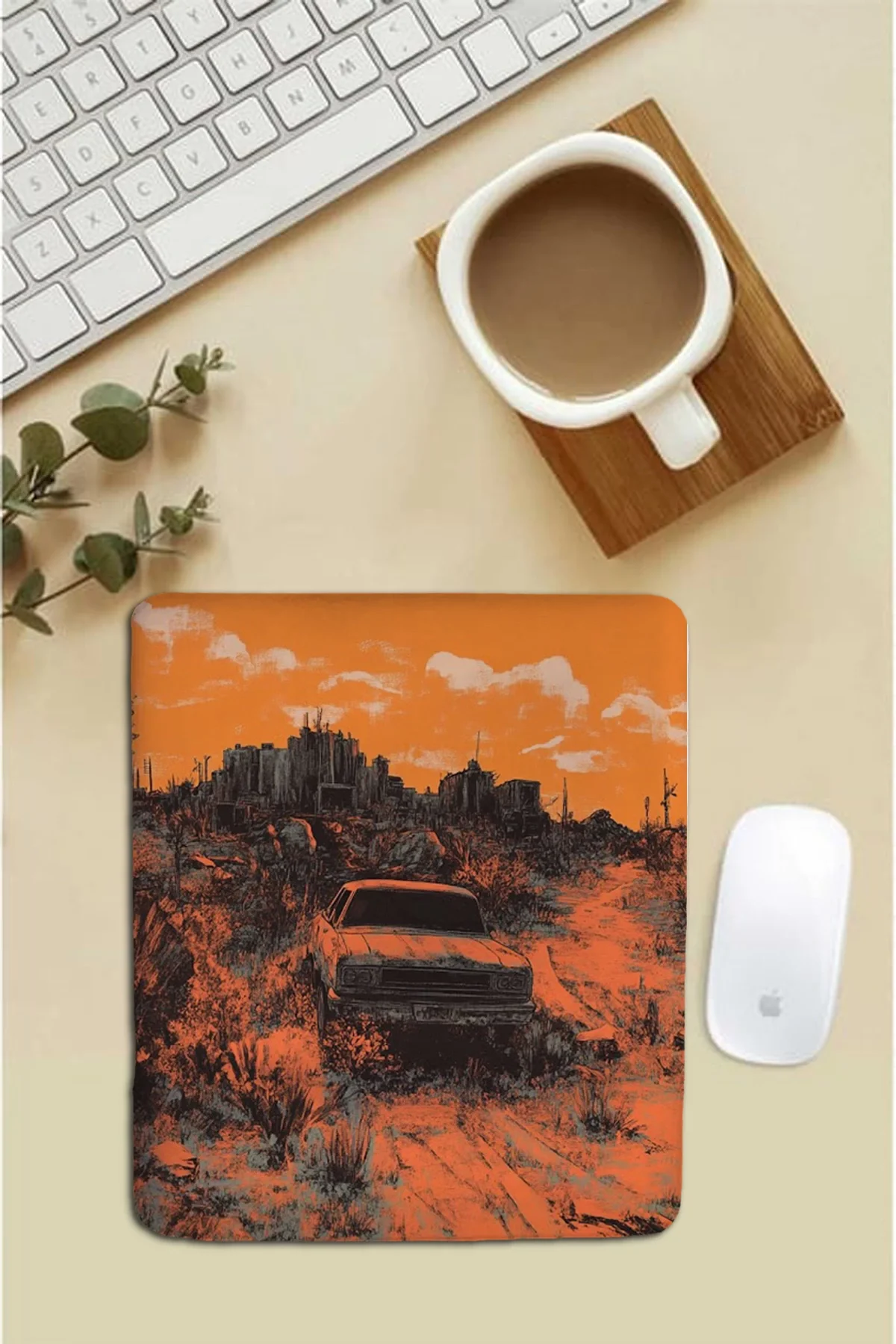 SonicTouch Bilek Destekli Teksas Bozkırı Turuncu Dikdörtgen Pürüzsüz Yüzey Dikişsiz Mouse Pad 18x22cm