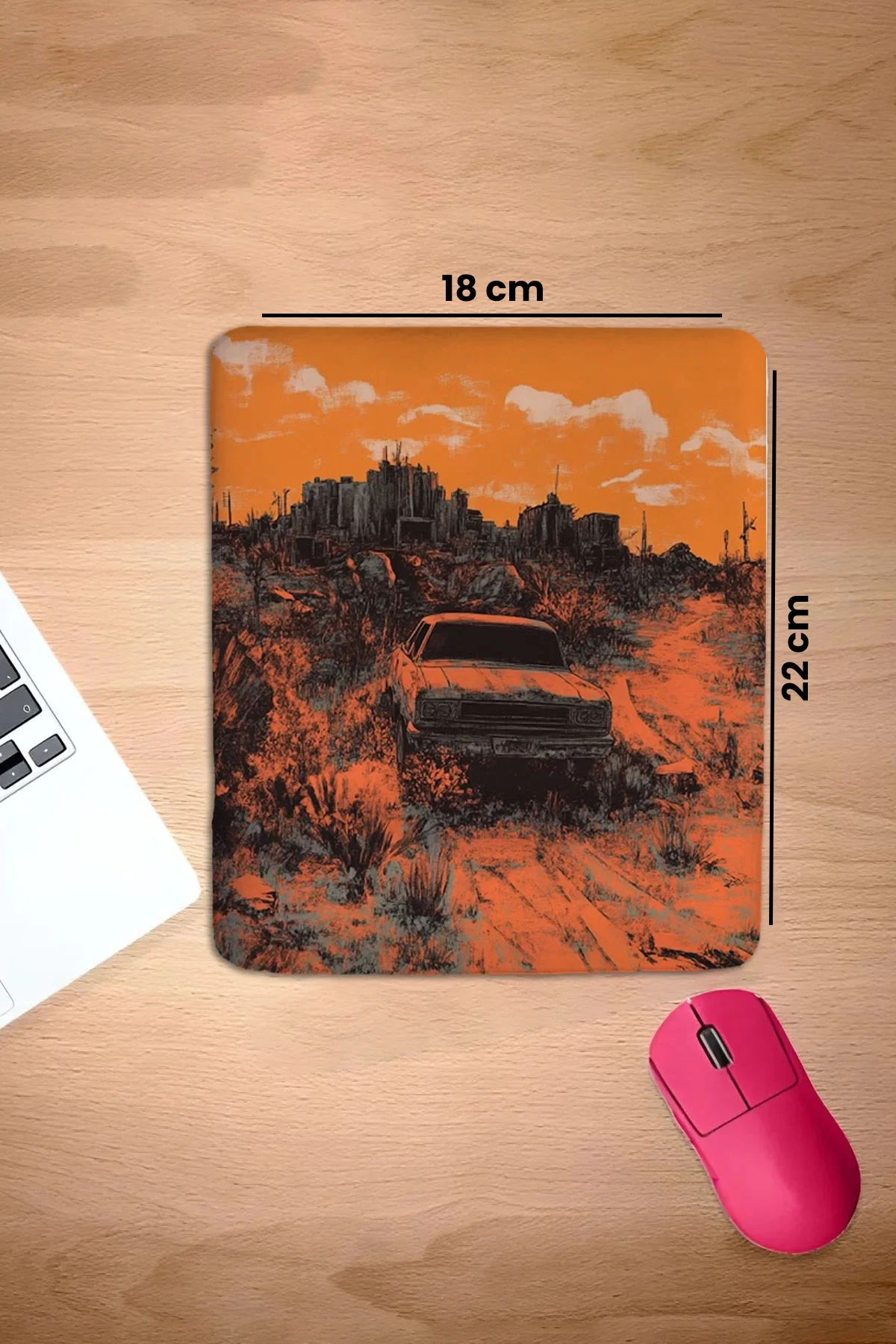 SonicTouch Bilek Destekli Teksas Bozkırı Turuncu Dikdörtgen Pürüzsüz Yüzey Dikişsiz Mouse Pad 18x22cm