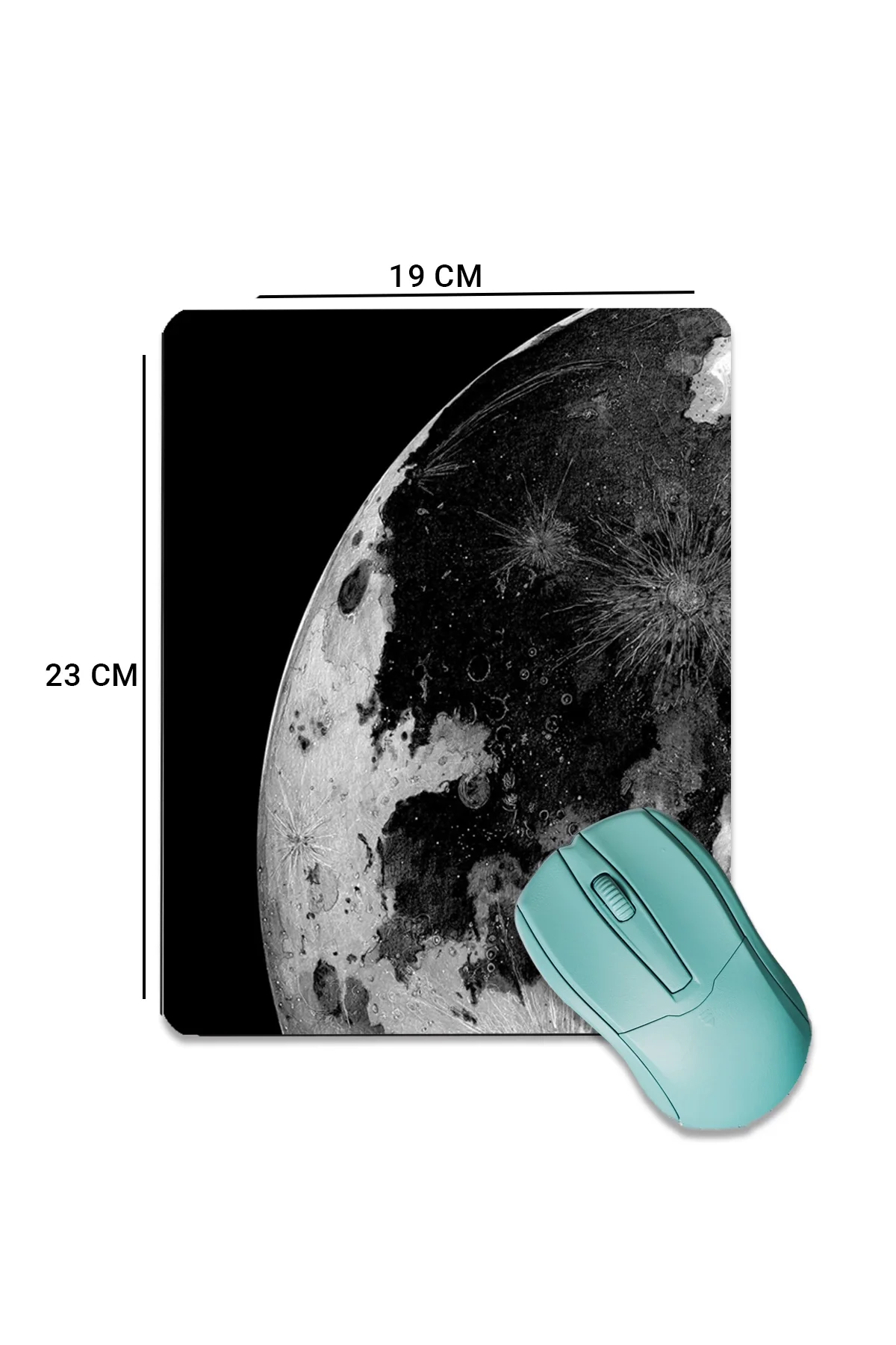 SonicTouch Ayın Karanlık Yüzü Siyah Pürüzsüz Yüzey Kaymaz Taban Dikişsiz Kenar Gamer Oyuncu Mouse Pad 19x23cm