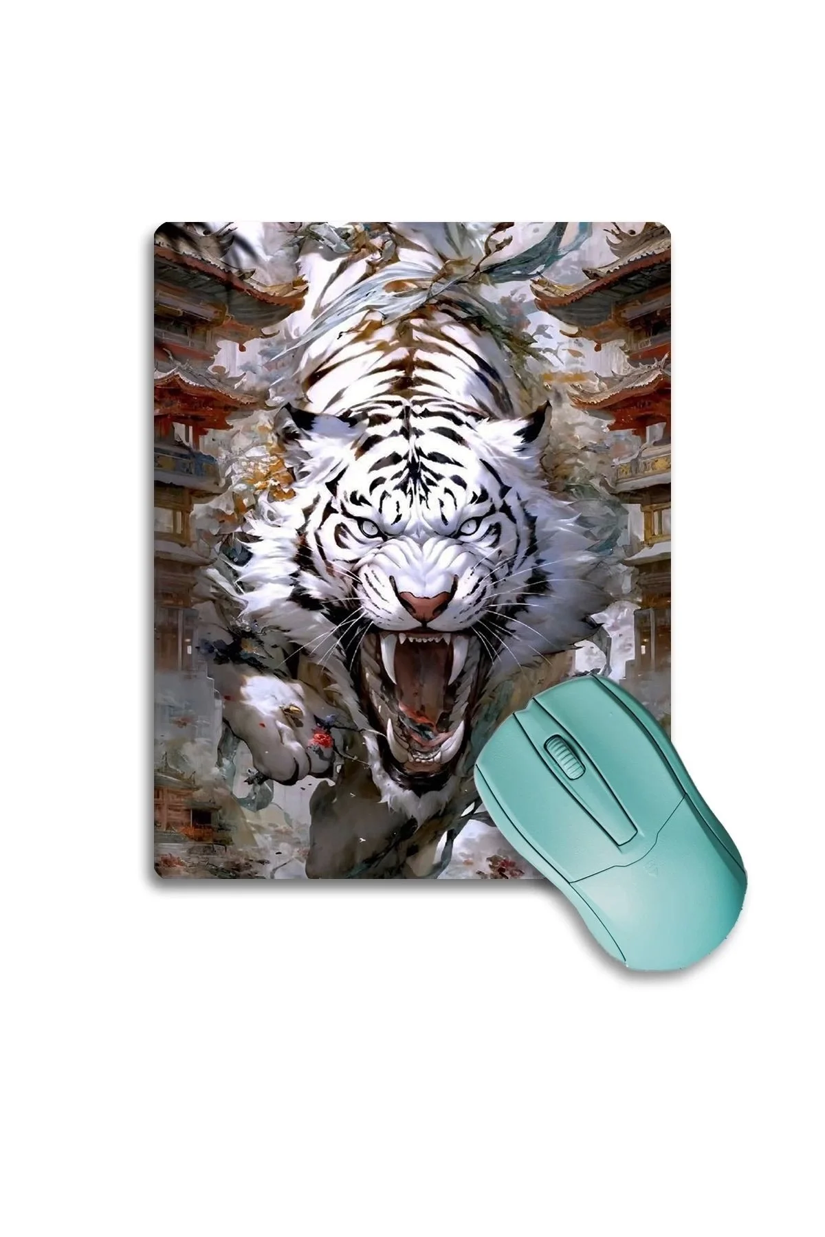 SonicTouch Çin Beyaz Kaplanı (White Tigger) Kaydırmaz Gaming Oyuncu Dikişsiz Mouse Pad17x21cm
