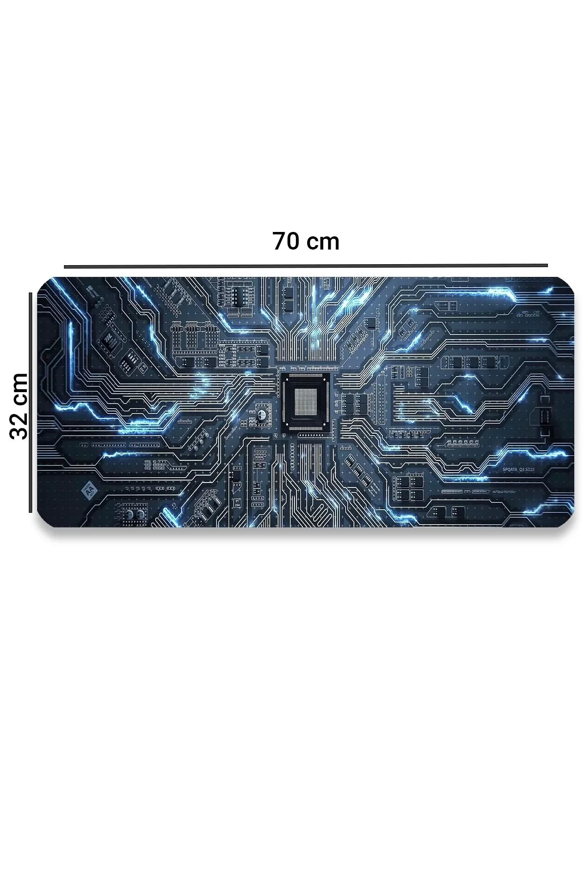 SonicTouch Çip Devre Desenli Kaymaz Gaming Oyuncu Masaüstü Dikişsiz Klavye Mouse Pad 32x70Cm
