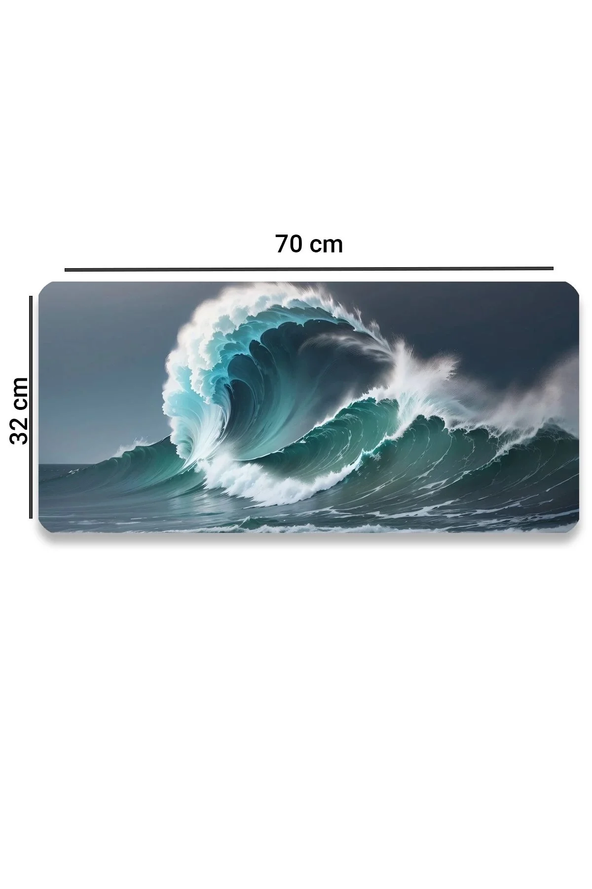 SonicTouch Dalgaların İhtişamı Ay Yıldızlı Kaymaz Gaming Oyuncu Masaüstü Dikişsiz Klavye Mouse Pad 32x70Cm