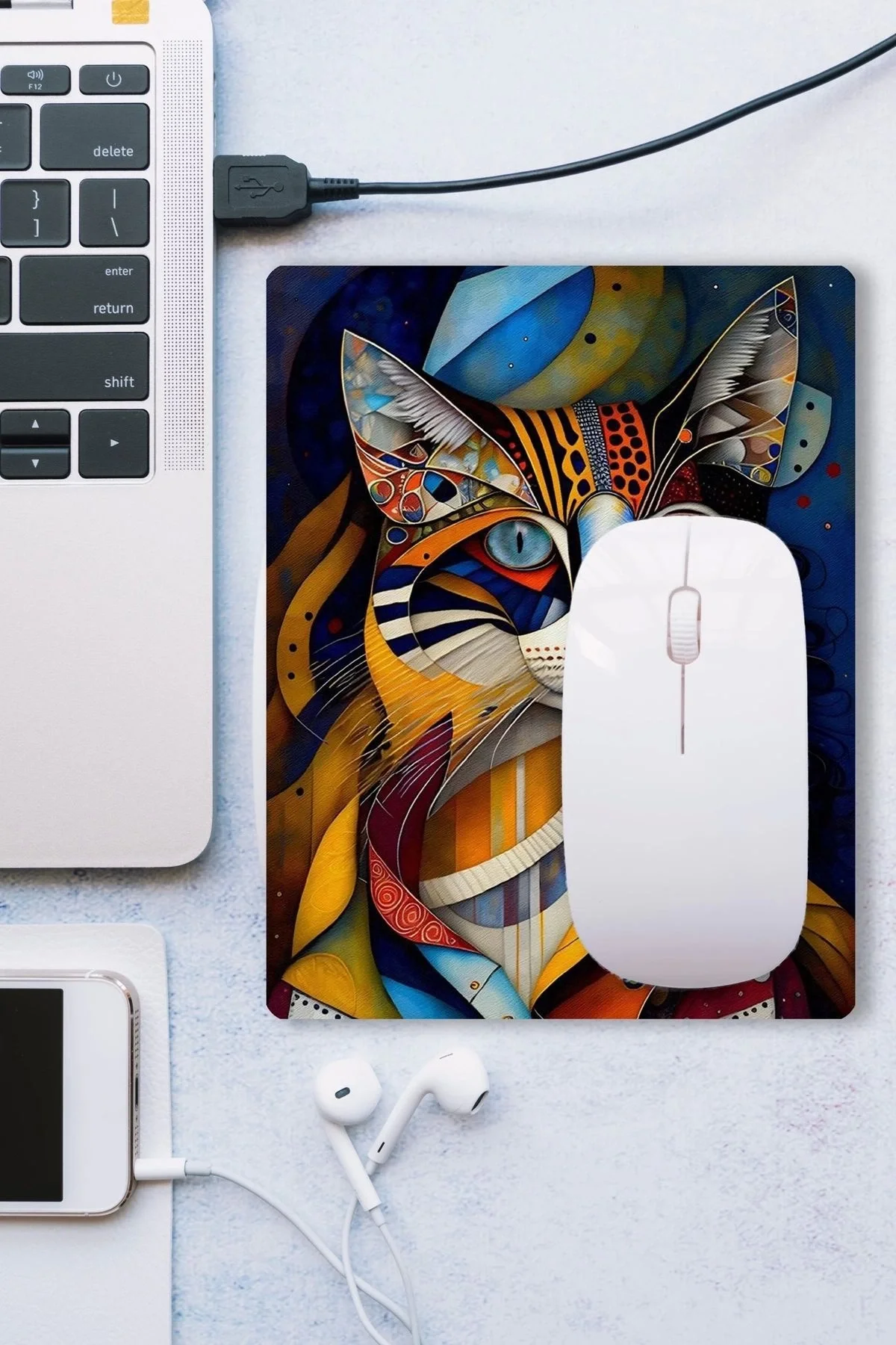 SonicTouch Dragon Li Kedi Figürlü Rengarenk Kaydırmaz Gaming Oyuncu Dikişsiz Mouse Pad17x21cm
