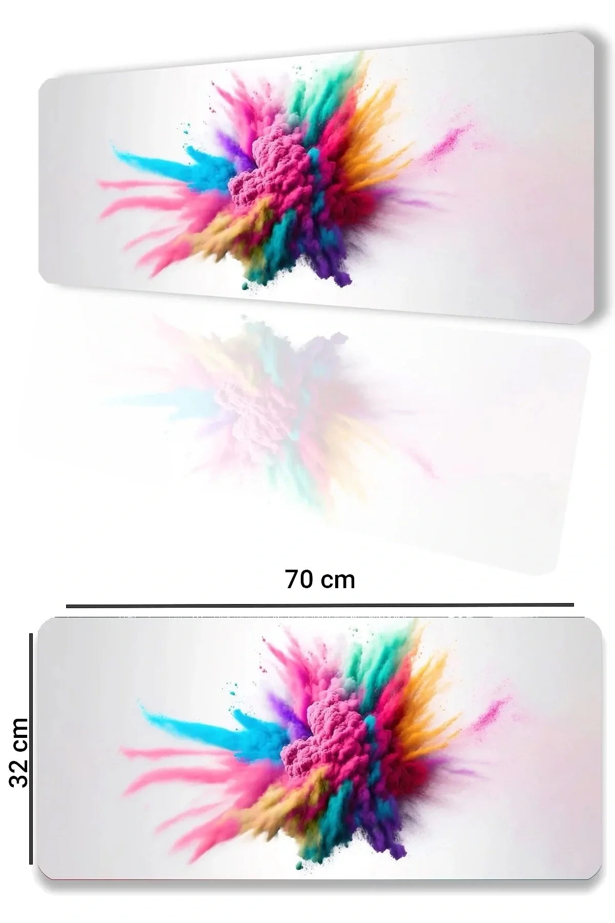 SonicTouch Duman Smoke Kaymaz Gaming Oyuncu Masaüstü Dikişsiz Yeşil Pembe Sarı Klavye Mouse Pad 32x70Cm