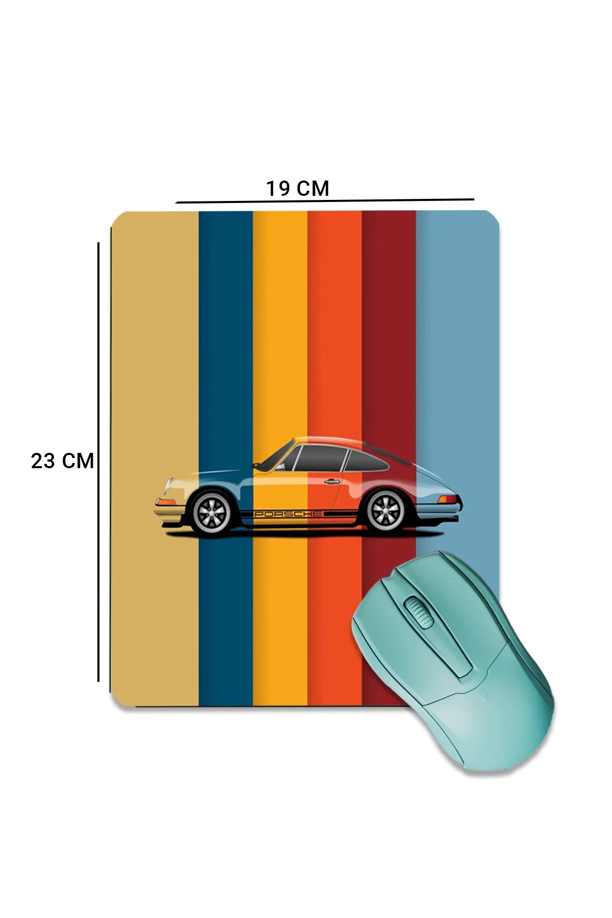 SonicTouch Renkli Araba Temalı Pürüzsüz Yüzey Kaymaz Taban Dikişsiz Kenar Gamer Oyuncu Mouse Pad 19x23cm