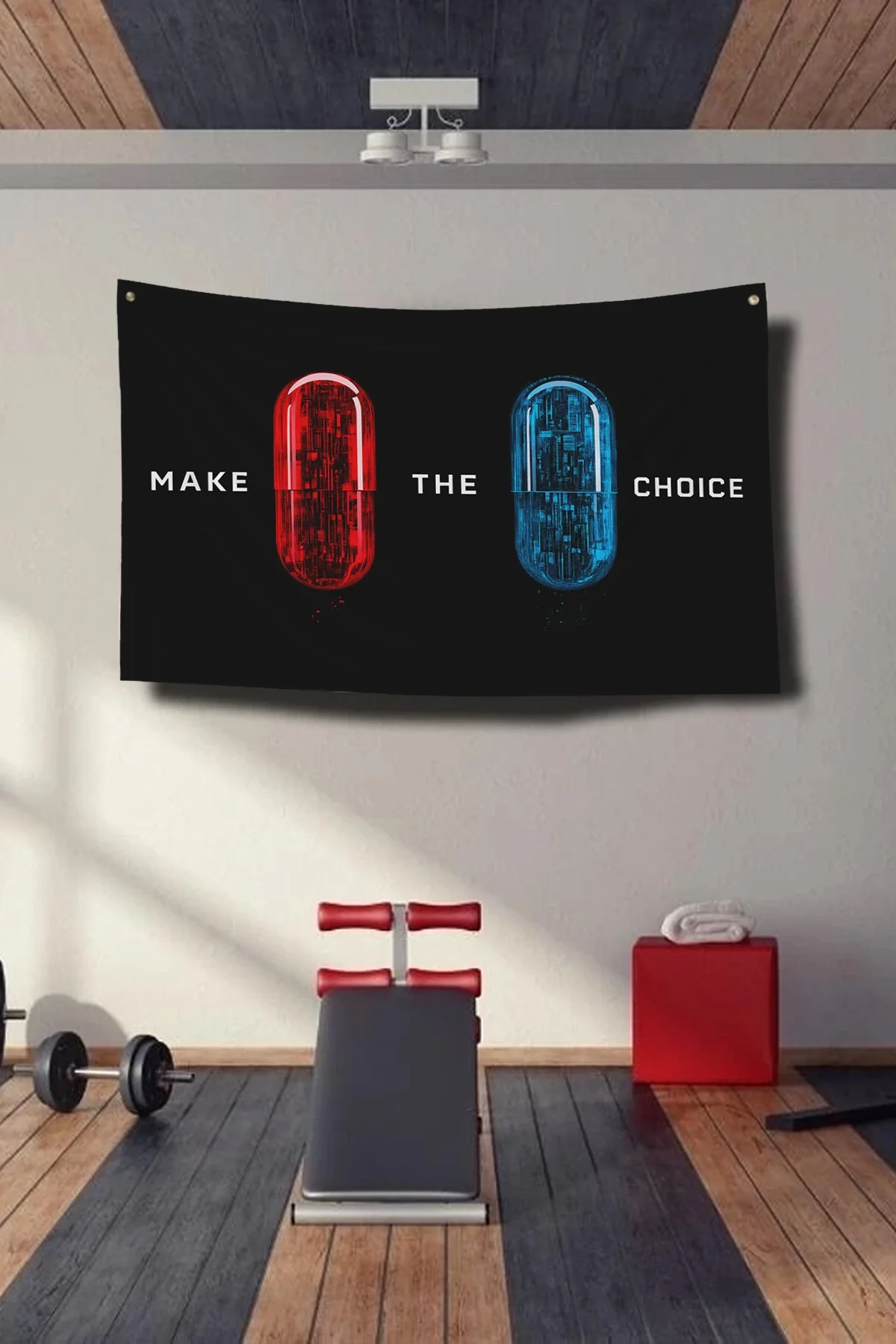 SonicTouch Red Pill Blue Pill Duvar Örtüsü Premium Kumaş Tablo Ev Ofis Salon Dekor Duvar Halısı