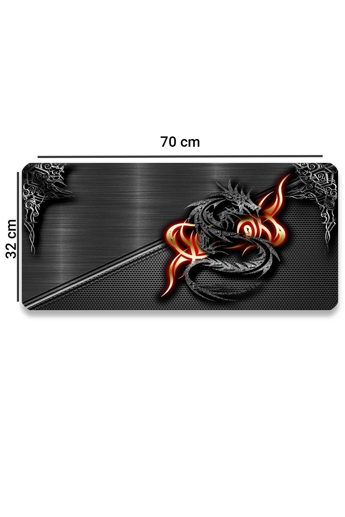 SonicTouch Ejder Desenli Kaymaz Gaming Oyuncu Masaüstü Dikişsiz Klavye Mouse Pad 32x70Cm