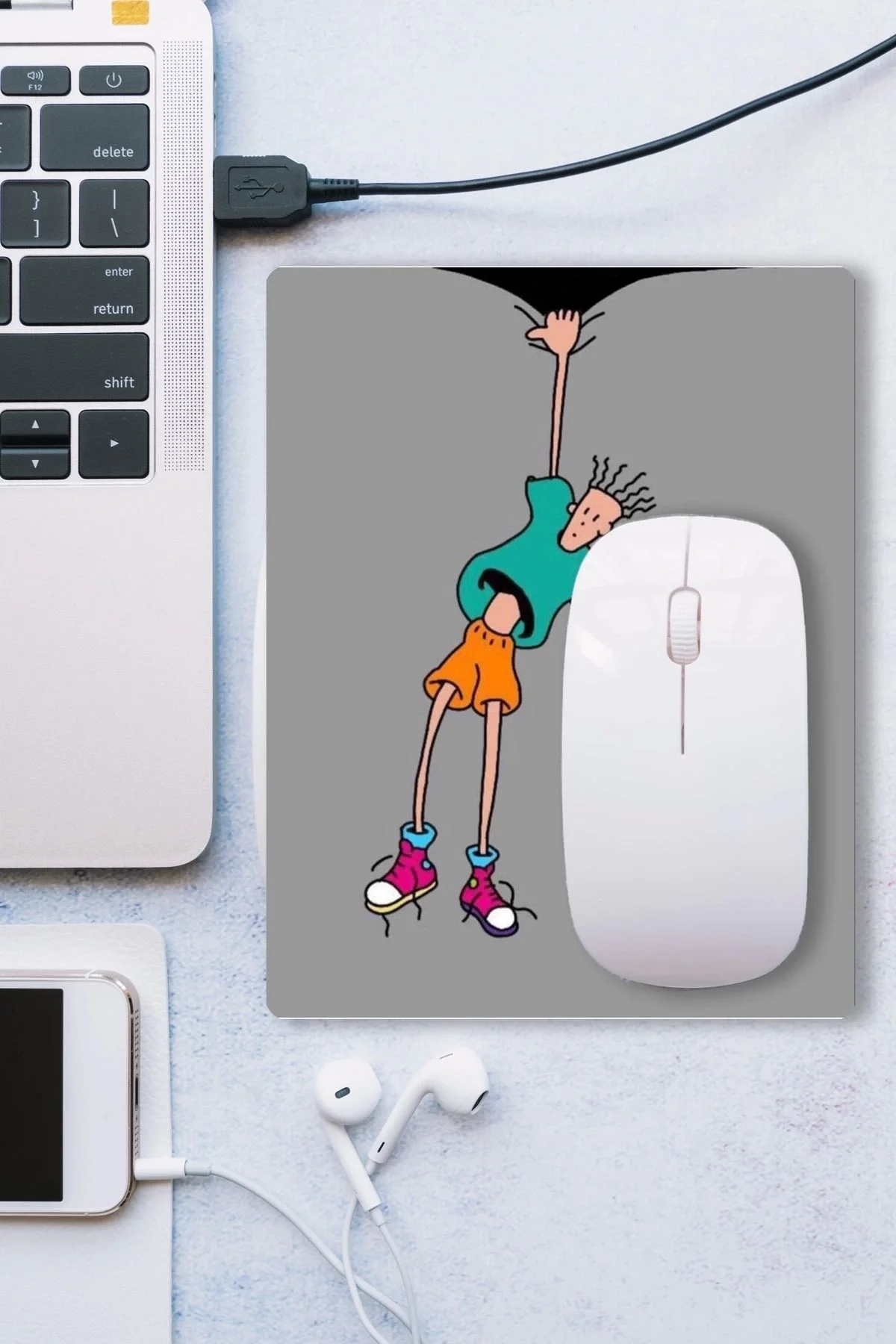 SonicTouch Fido Dido Temalı Gri Kaydırmaz Gaming Oyuncu Dikişsiz Mouse Pad17x21cm