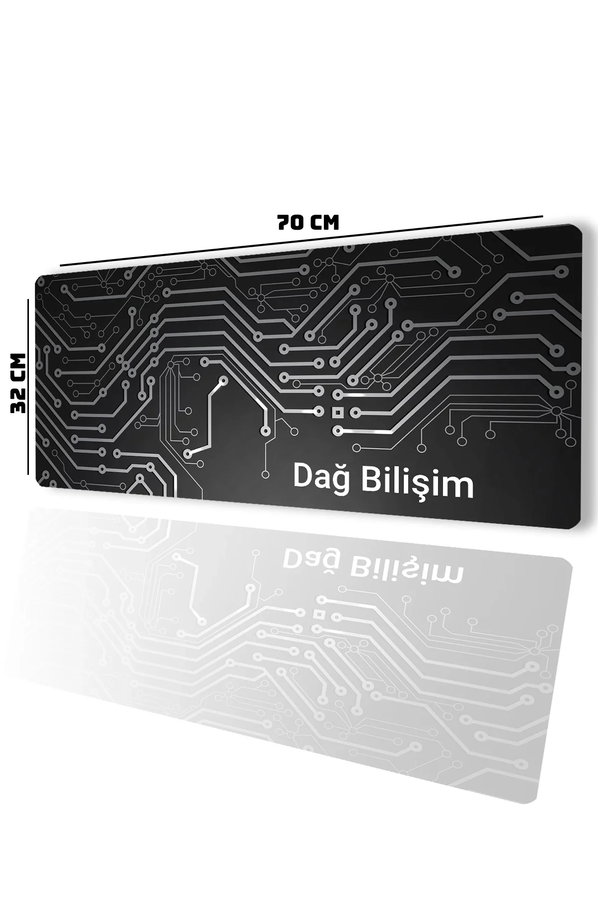 SonicTouch Gri Devre Kişiye Firmaya Özel Promosyon Sıvı Geçirmez Masa Üstü Klavye Mouse Pad 32x70Cm