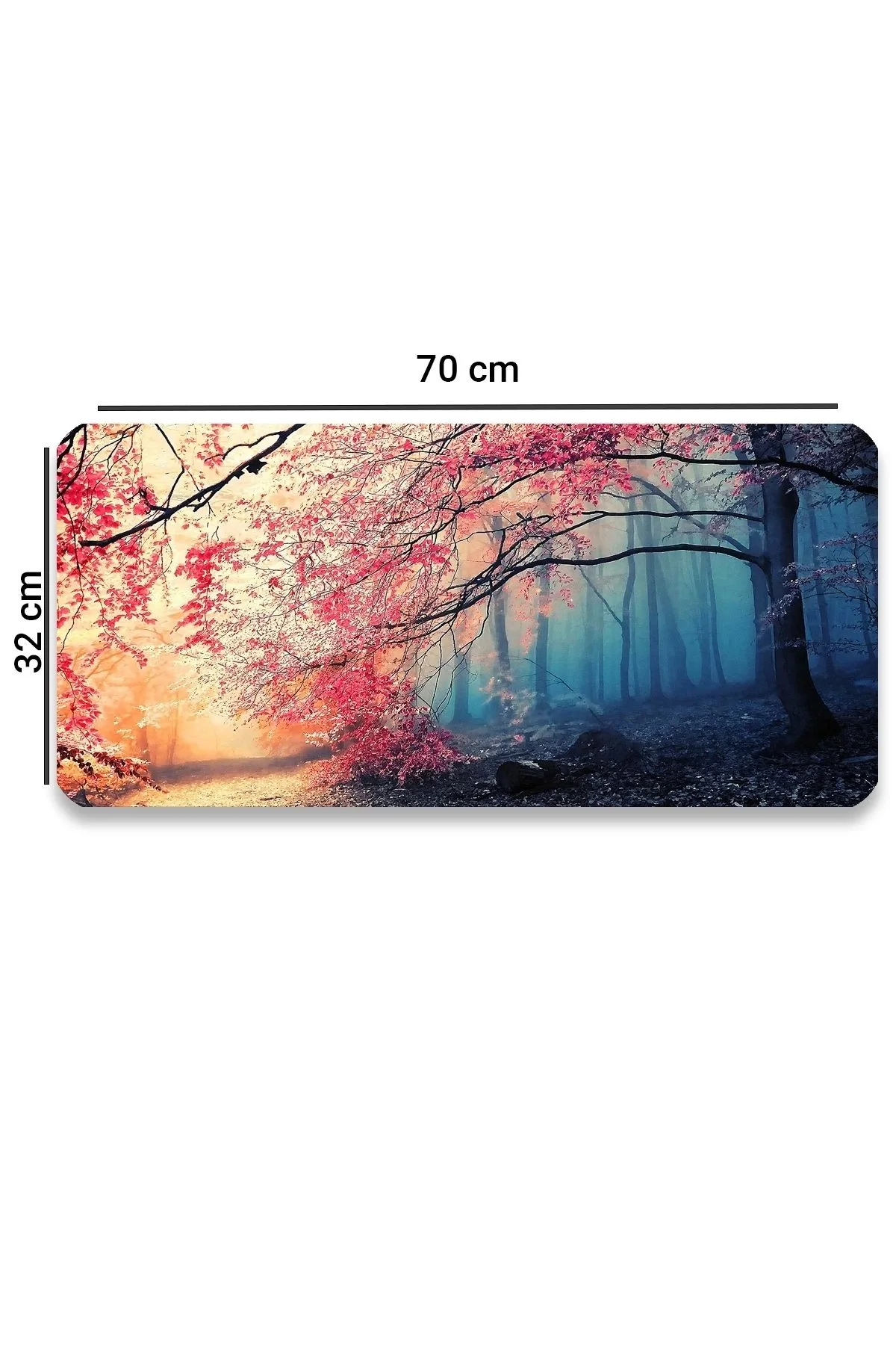 SonicTouch Gün Işığı Kiraz Ağacı Ormanı Temalı Kaymaz Gaming Oyuncu Masaüstü Dikişsiz Klavye Mouse Pad 32x70Cm