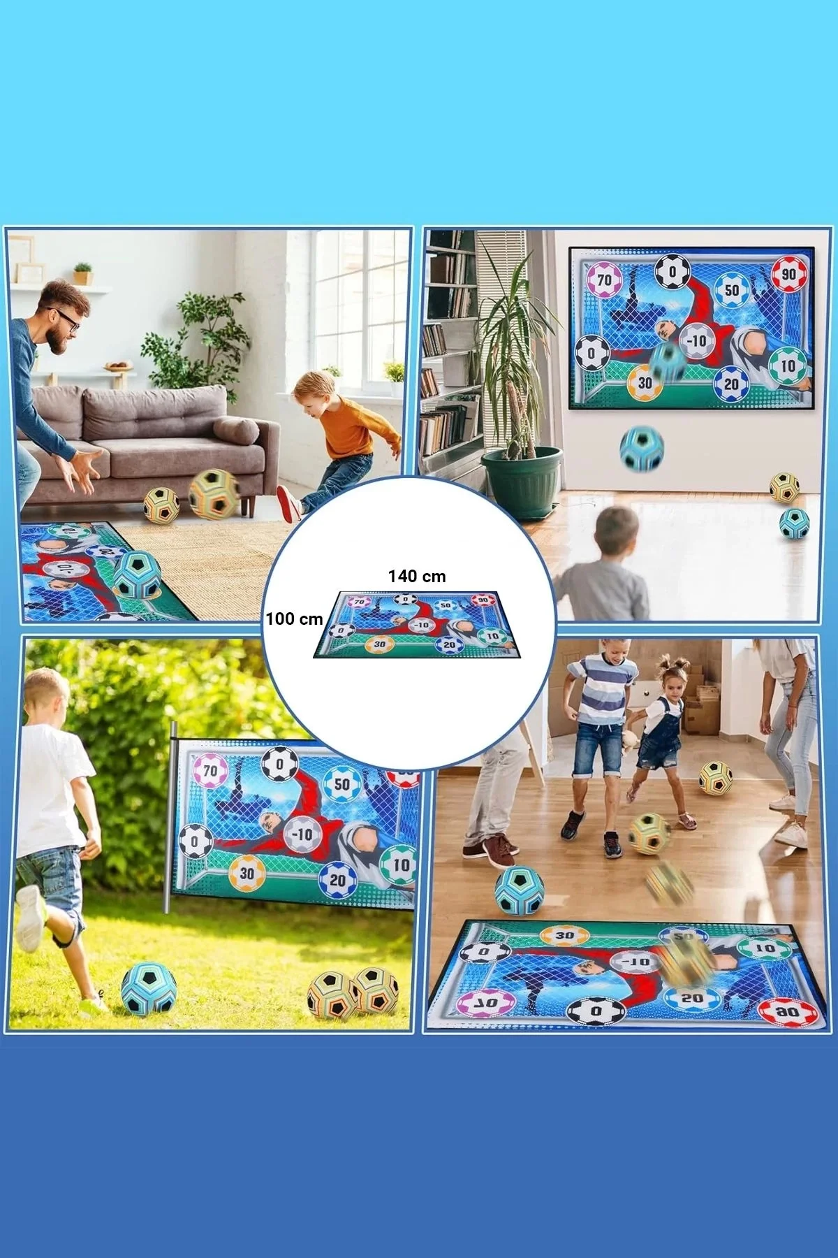 SonicTouch Hedefe Atma Futbol Kalesi Çocuk Top Skor Oyun Matı Katlanabilir Yıkanabilir 100x140cm