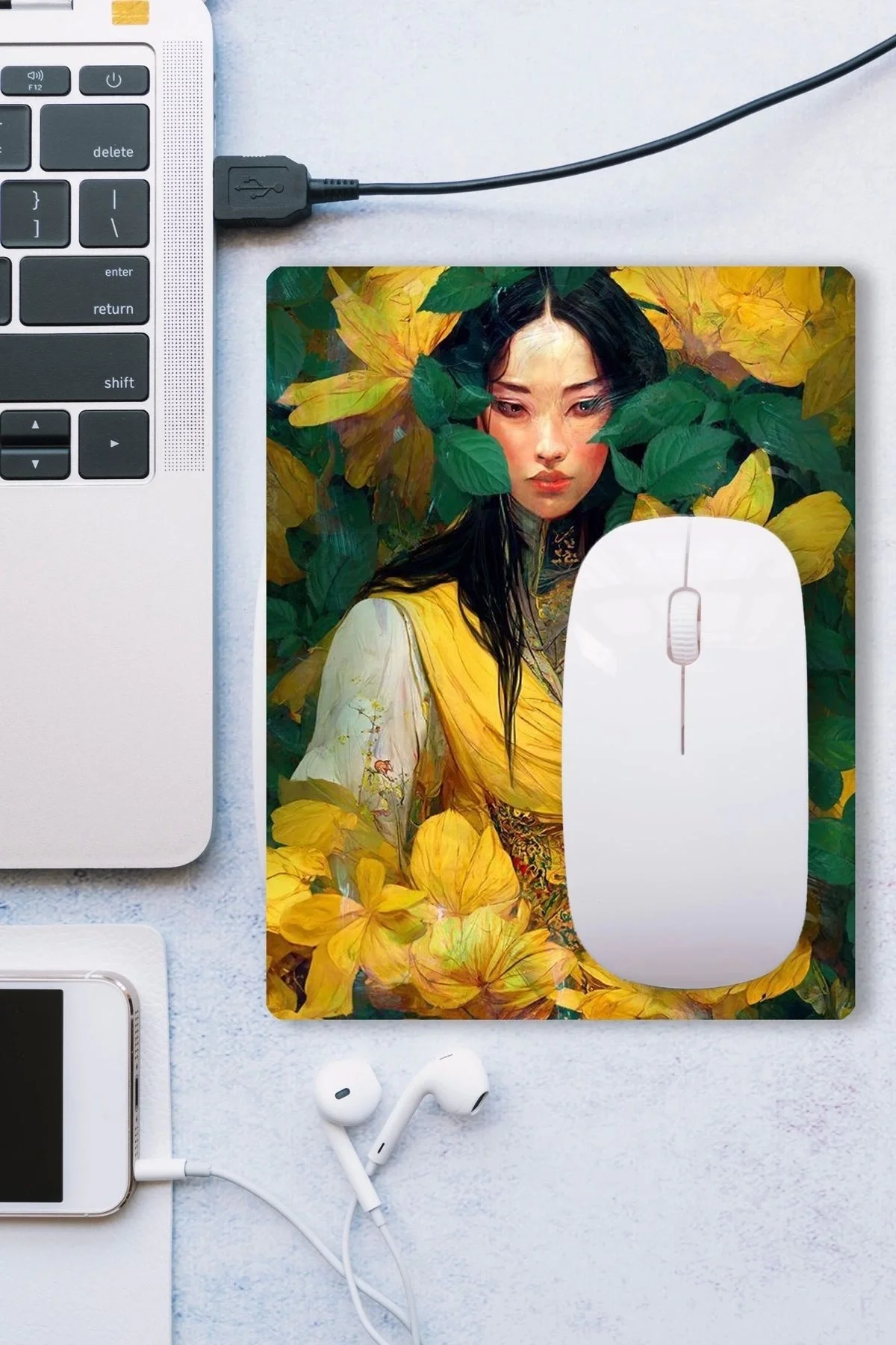 SonicTouch Japon Orman Perisi Kaydırmaz Gaming Oyuncu Dikişsiz Sarı Yeşil Mouse Pad17x21cm