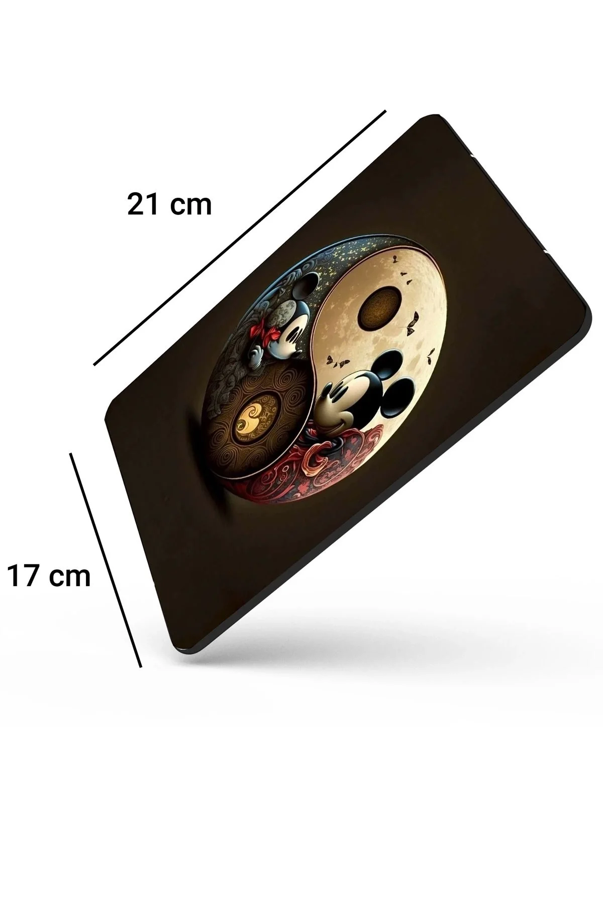 SonicTouch Kahverengi Miki Fare Ying Yang Temalı Kaydırmaz Gaming Oyuncu Dikişsiz Mouse Pad17x21cm